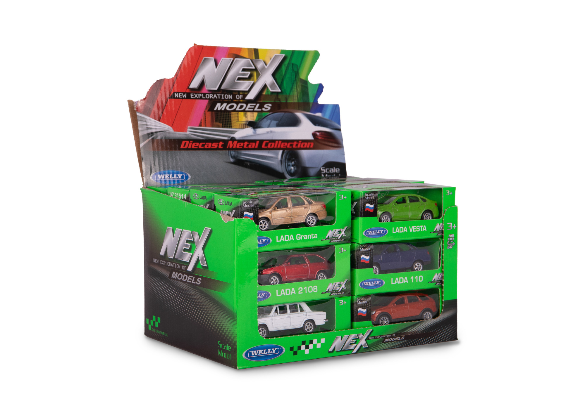 Машинка WELLY 1:60, в асс., набор 23RUS, дисплей-бокс 24 шт.