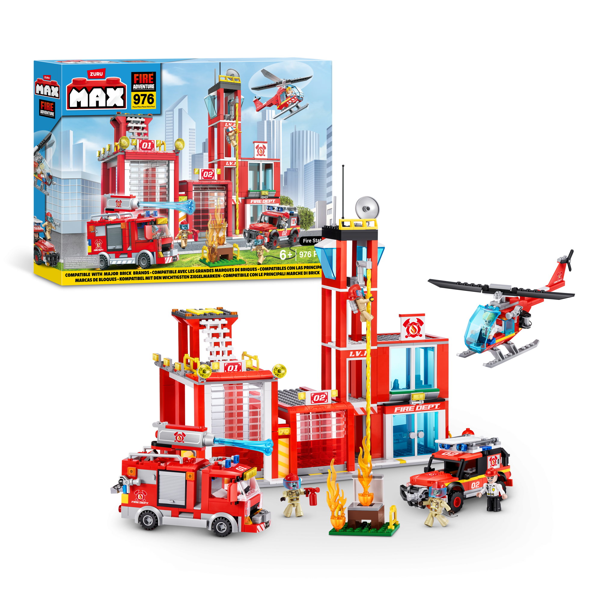 Конструктор ZURU MAX "Городские приключения" Пожарная часть S1, 976 дет.