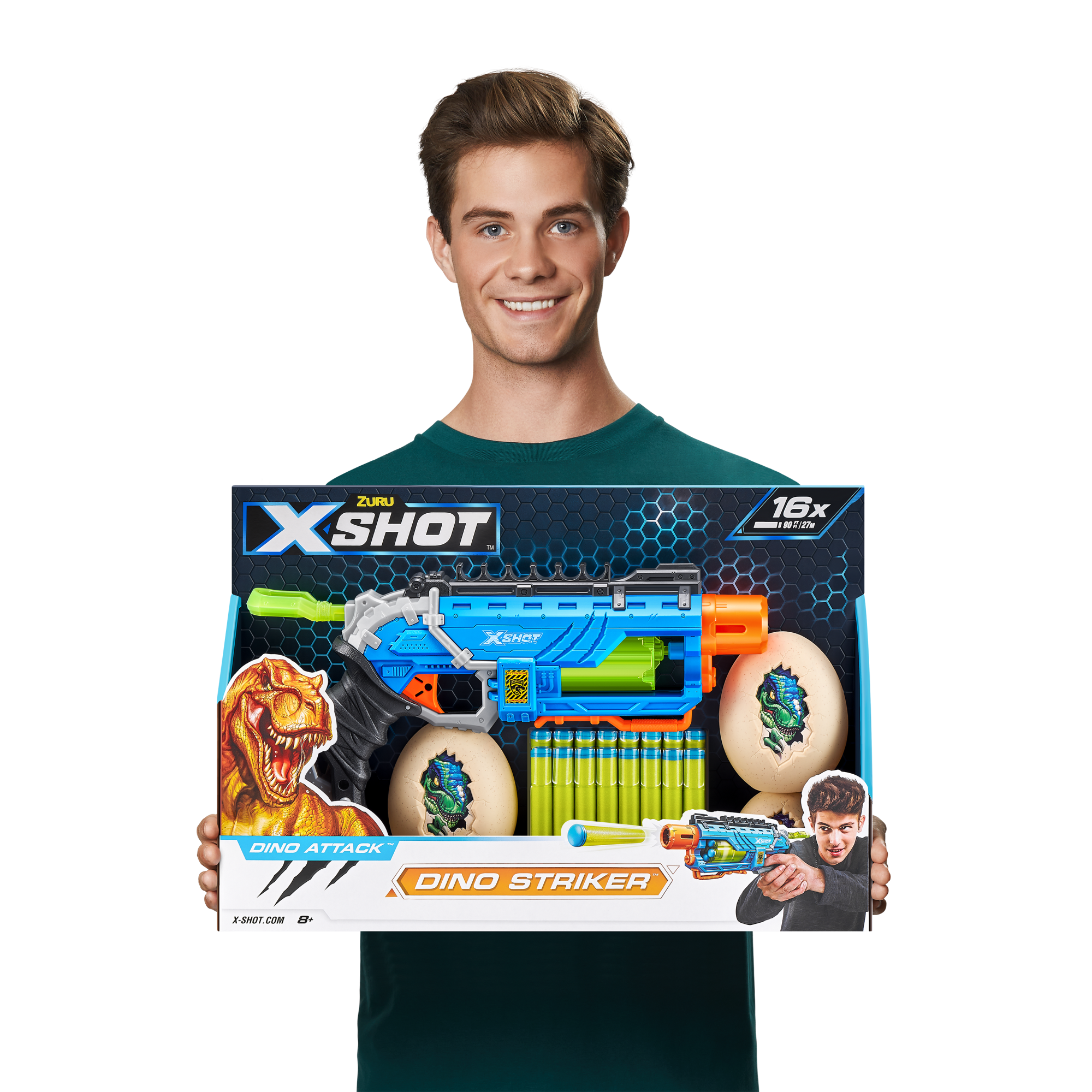 Игровой набор ZURU X-Shot DINO ATTACK Дино Страйкер (бластер, 4 мишени, 16 снарядов)