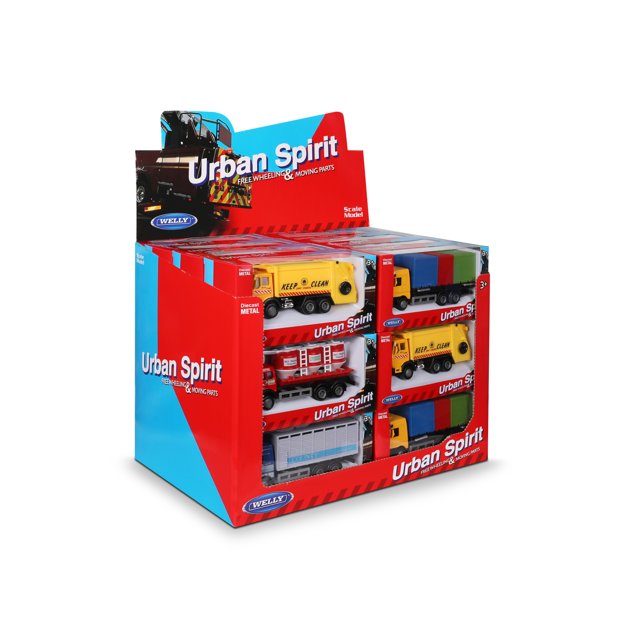 Машинка WELLY грузовик, 15 см, в асс., набор B, дисплей-бокс 24 шт.