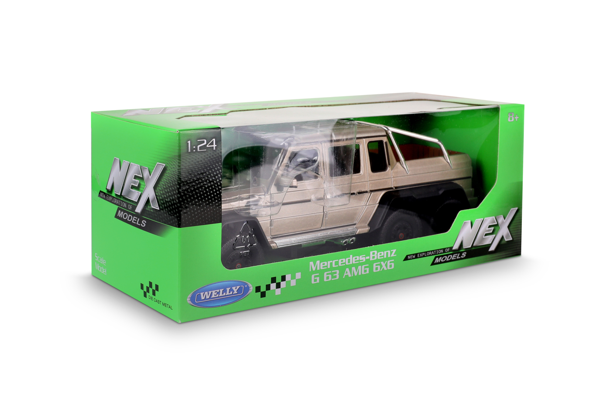 Машинка WELLY 1:24 Mercedeces-Benz G63 AMG 6X6, золотой