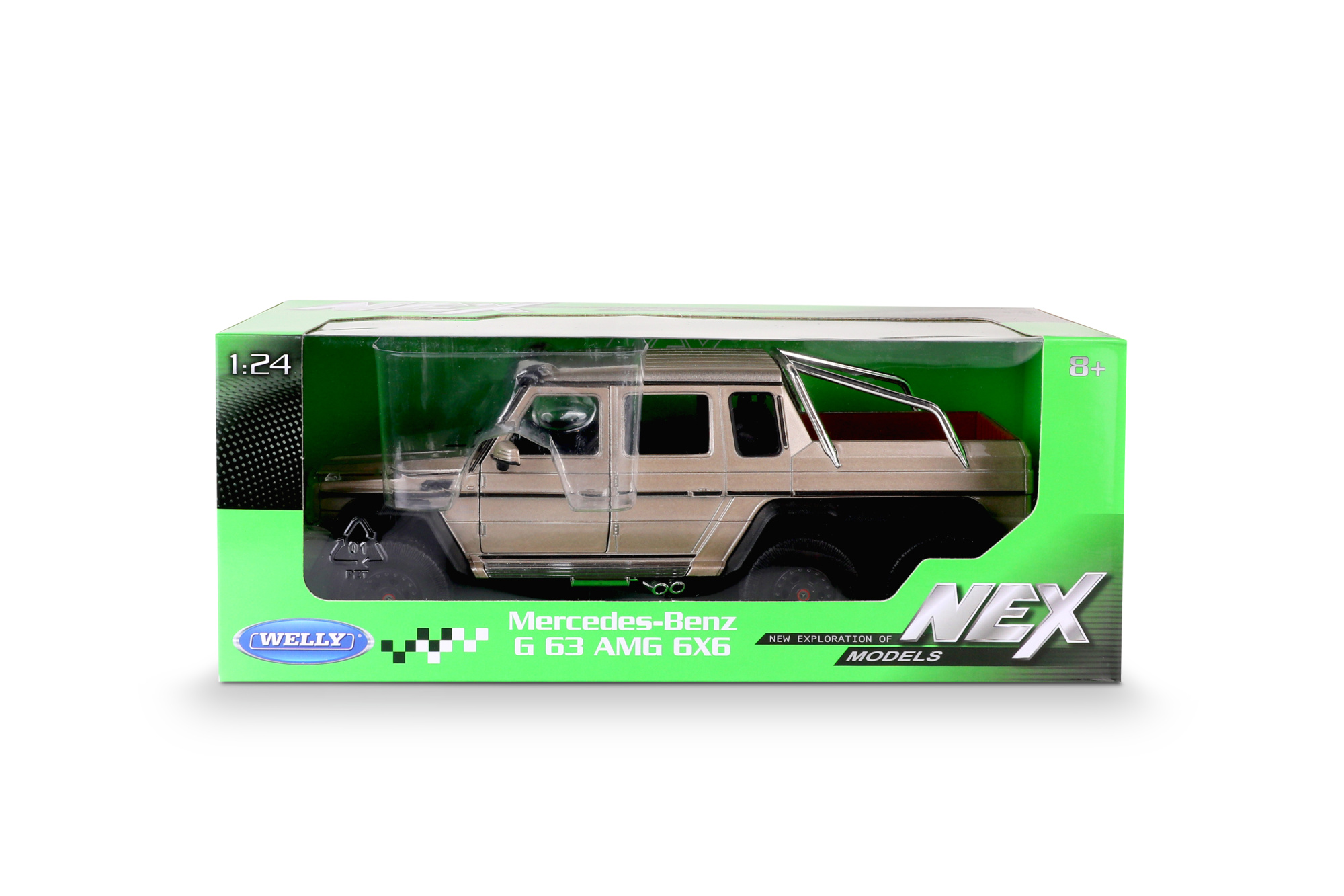 Машинка WELLY 1:24 Mercedeces-Benz G63 AMG 6X6, золотой