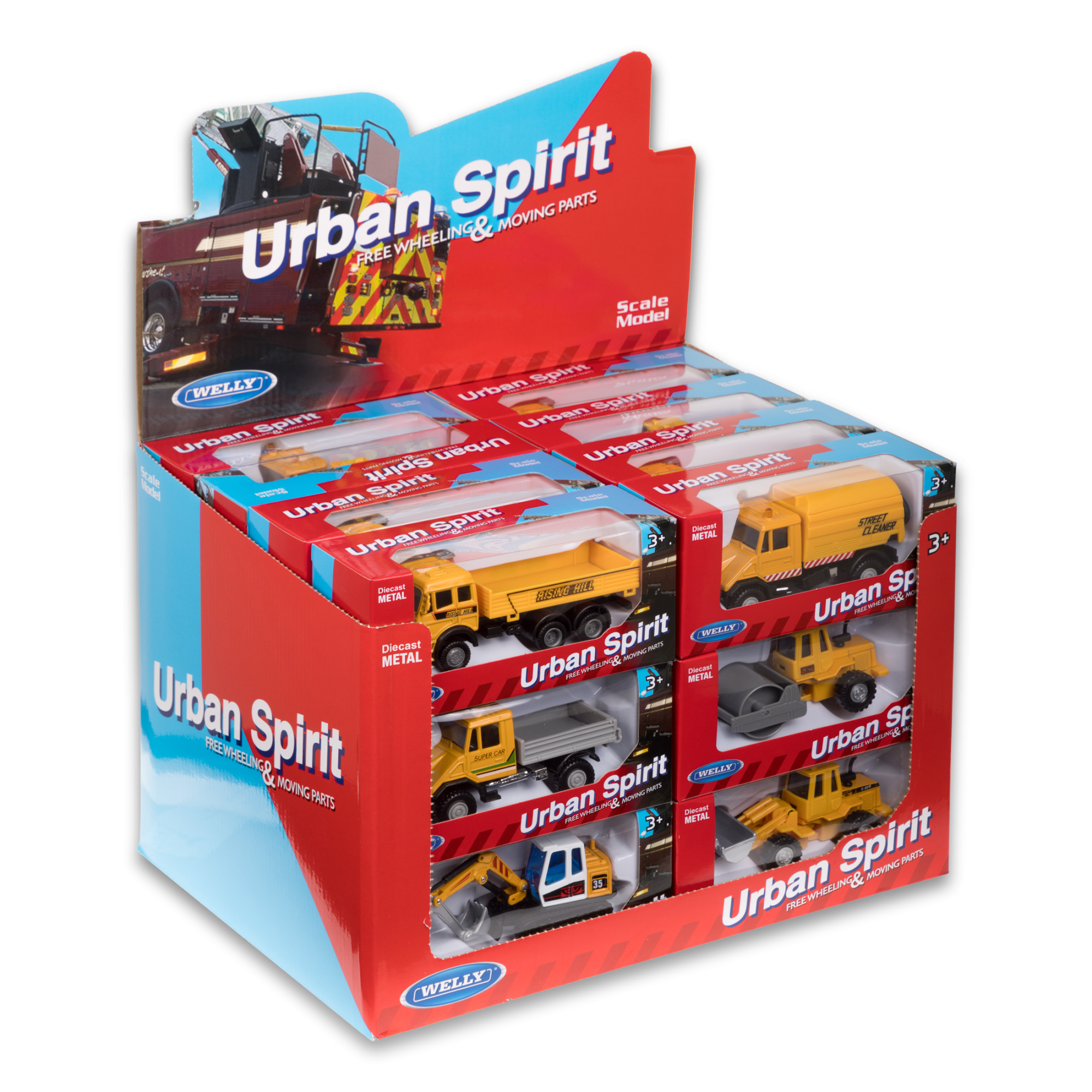 Строительная техника WELLY, 11 см, в асс., дисплей-бокс 24 шт.