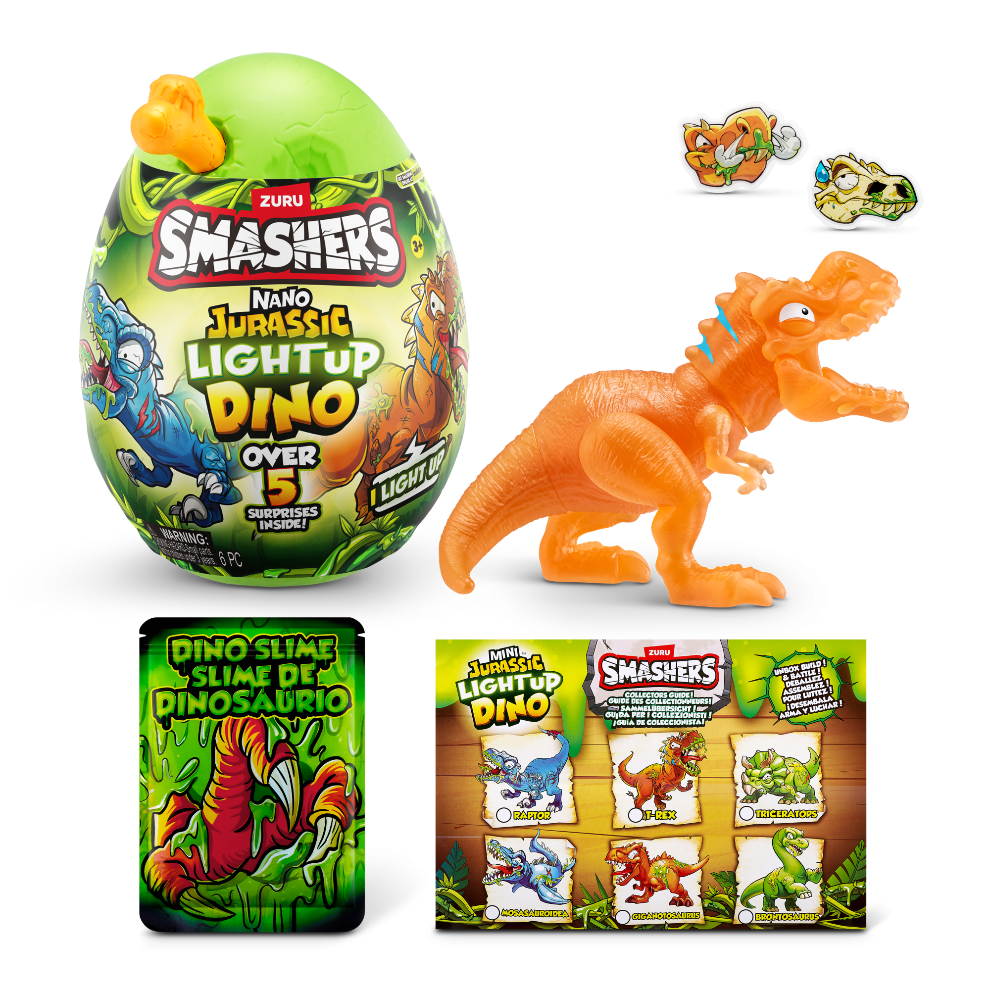 Игровой набор сюрприз в яйце Zuru Smashers Jurassic Light up Dino, с акс., в асс.