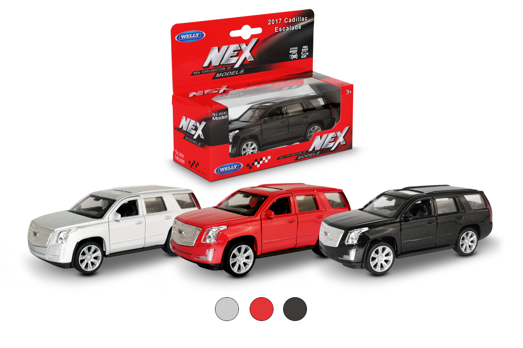 Машинка WELLY 1:38 Cadillac Escalade 2017, пруж. мех., цвет в асс.