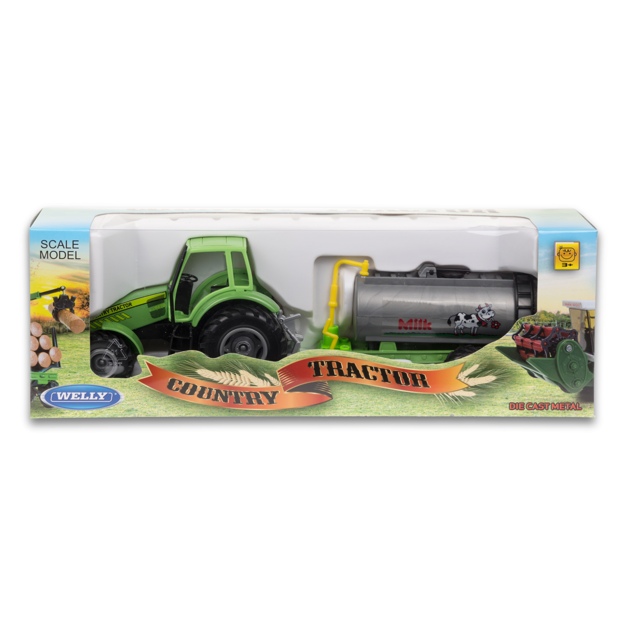 Трактор WELLY с цистерной, 16 см, инерц. мех., зеленый Трактор WELLY с цистерной, 16 см, инерц. мех., зеленый