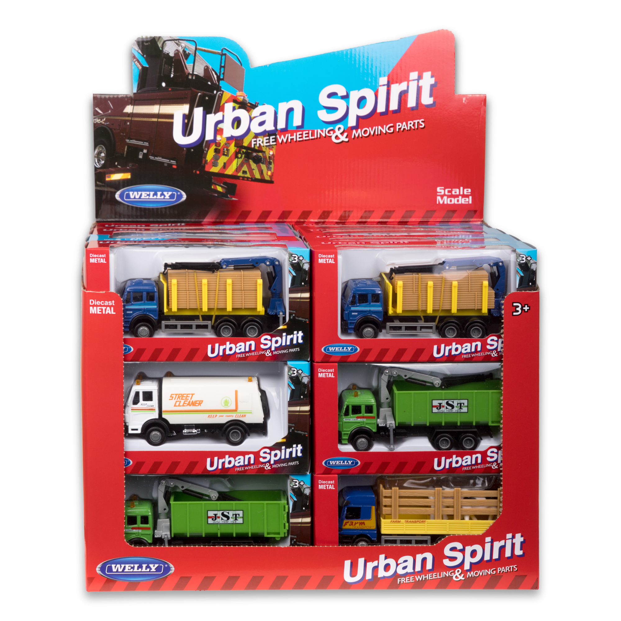 Машинка WELLY грузовик, 15 см, в асс., набор D, дисплей-бокс 24 шт.