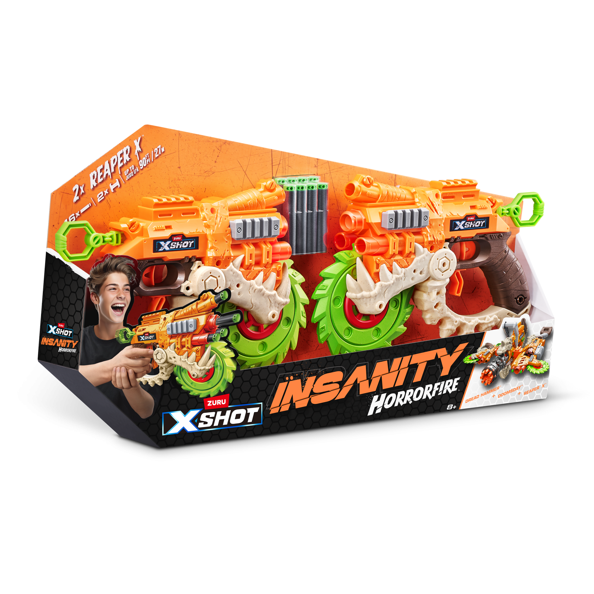 Игровой набор ZURU X-Shot INSANITY Хоррорфайр Рипер Х ДУО (2 бластера, 16 снарядов)