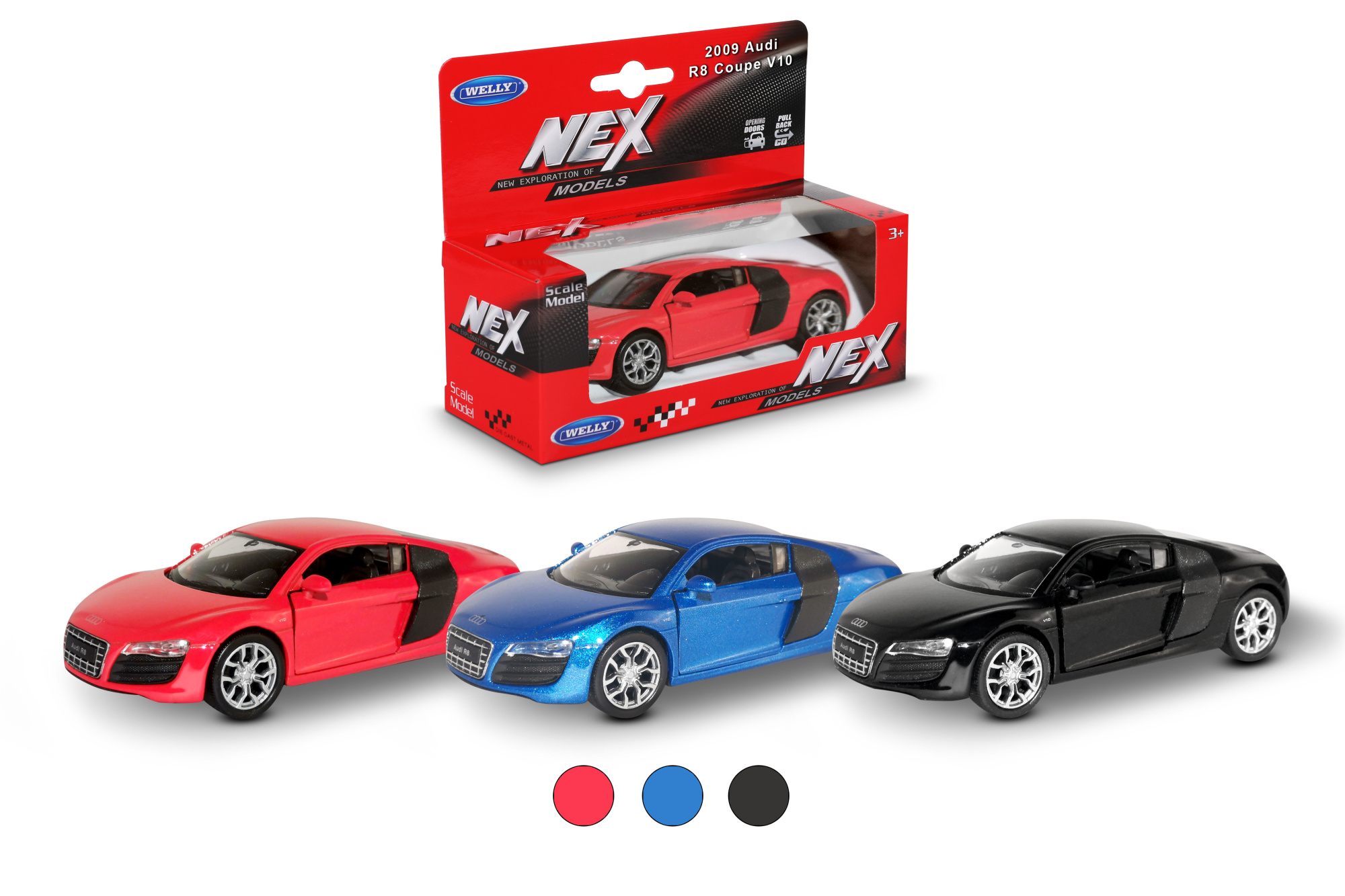 Машинка WELLY 1:38 Audi R8 V10 2009, пруж. мех., цвет в асс.