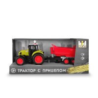 Игрушка-трактор с прицепом KID ROCKS, масштаб 1:16,со звуком и светом, инерц. механизм