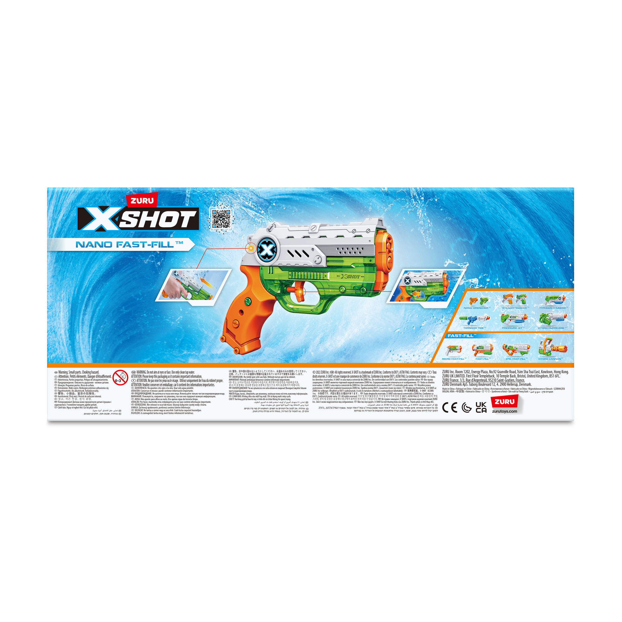 Бластер водный ZURU X-Shot Water FAST-FILL Нано ДУО (2 бластера)