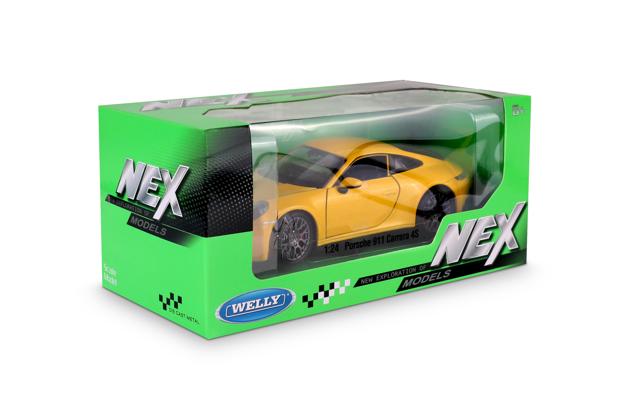 Машинка WELLY 1:24 Porsche 911 Carrera S4, желтый