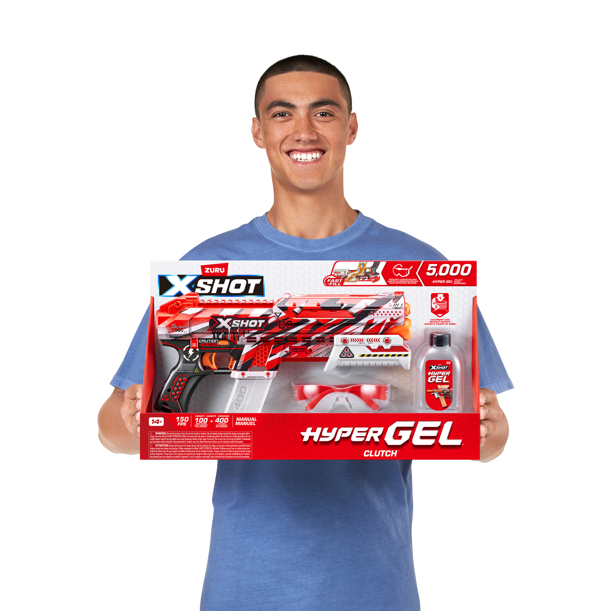 Игровой набор ZURU X-Shot HYPERGEL Клатч (бластер, 5000 снарядов-гранул, защитные очки)