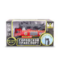 Игрушка-пожарная машина с цистерной KID ROCKS, масштаб 1:32, со звуком и светом, пружин. м