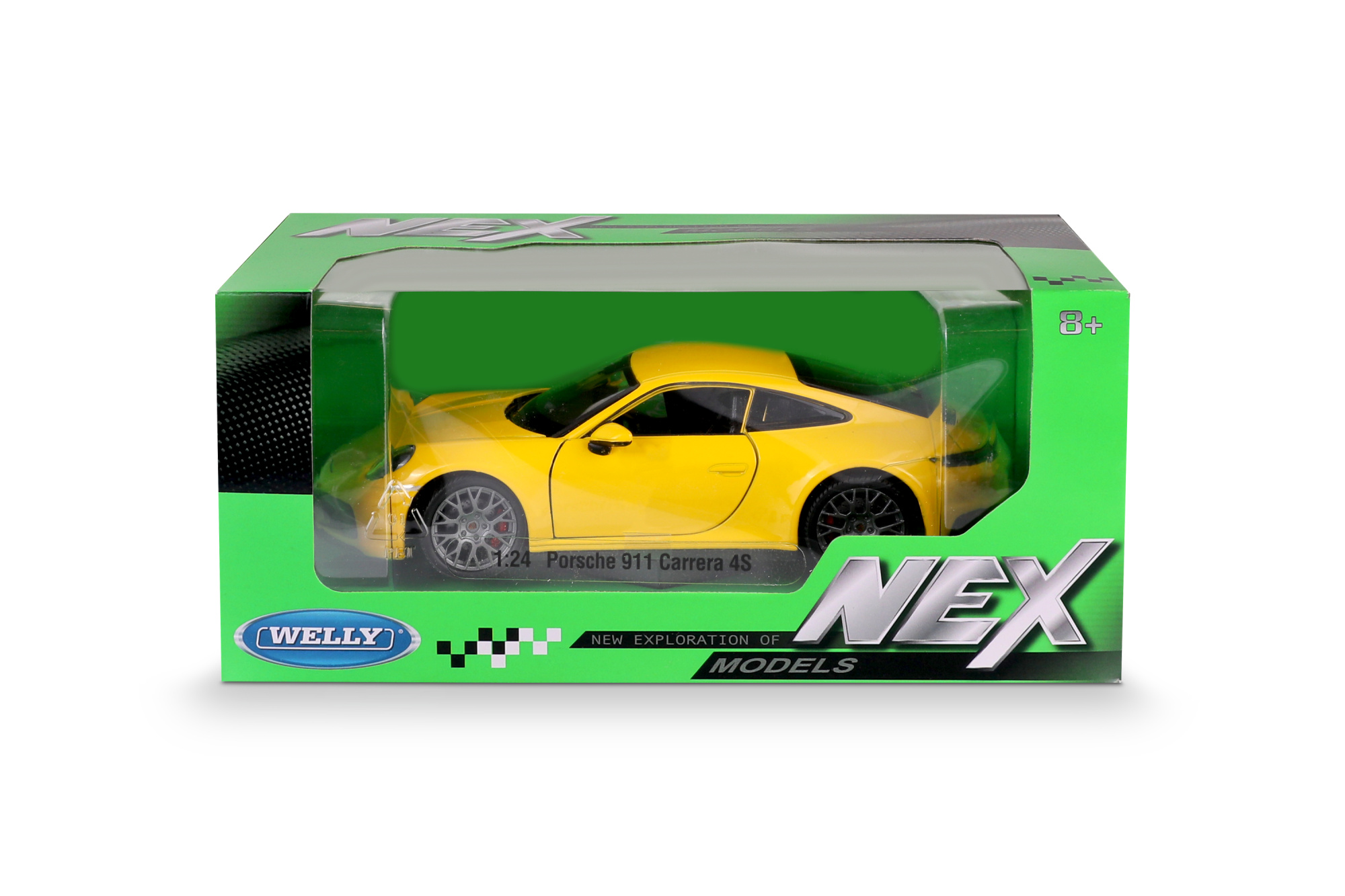 Машинка WELLY 1:24 Porsche 911 Carrera S4, желтый