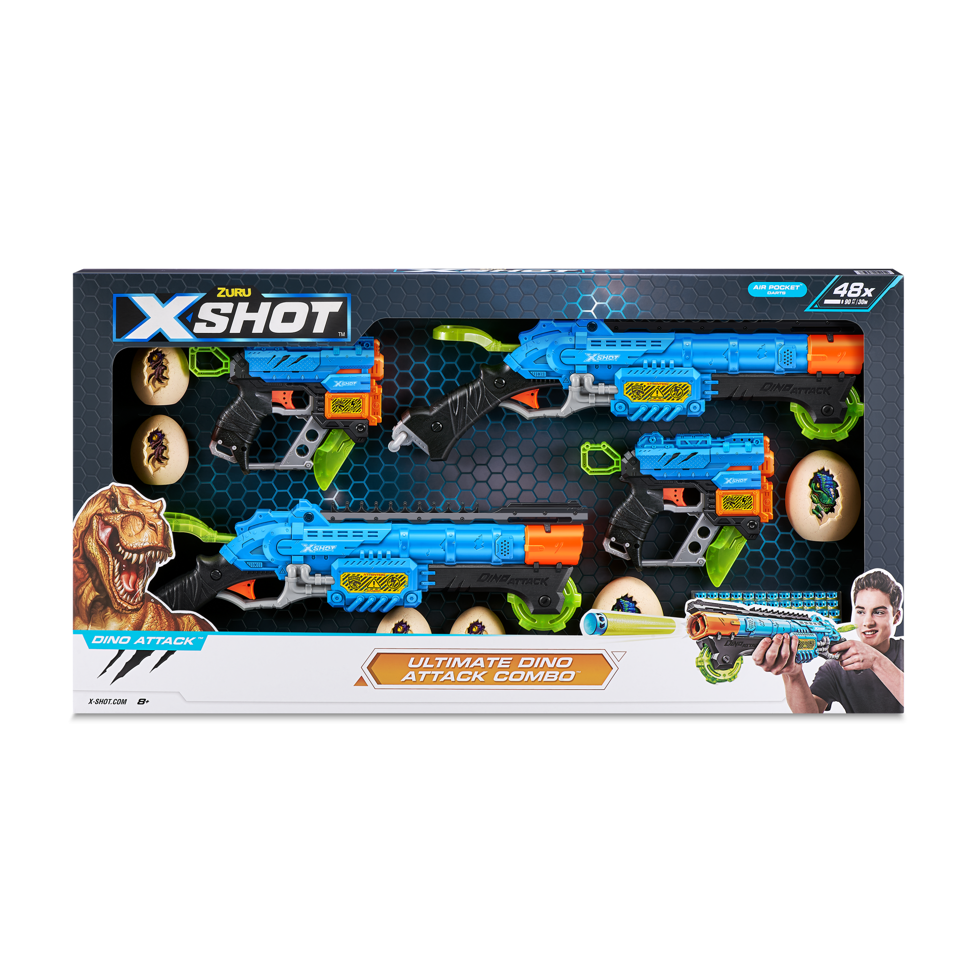 Игровой набор ZURU X-Shot DINO ATTACK Комбо (бластеры 2х Экстинкт + 2х Кло Хантер, 6 миш.,