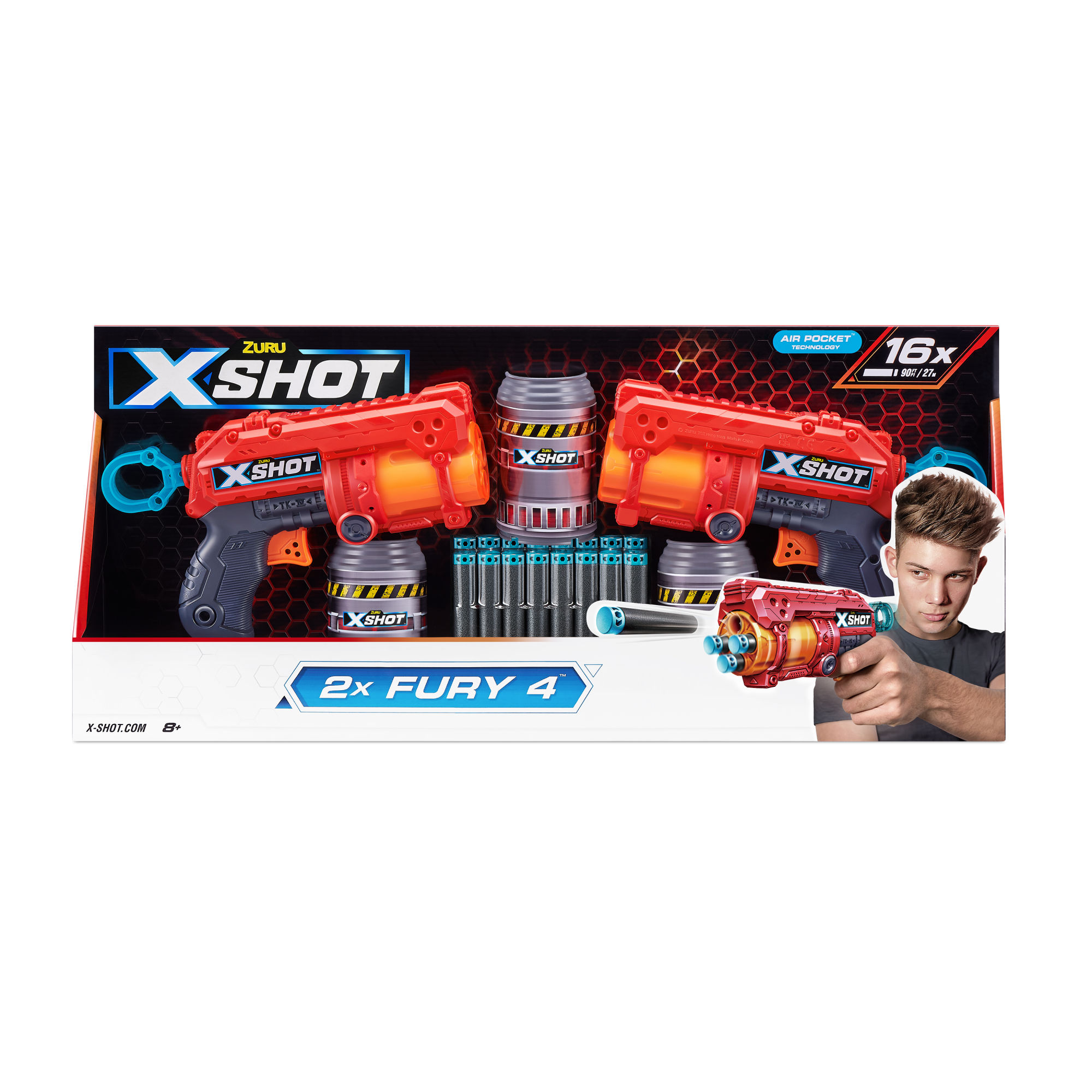 Игровой набор ZURU X-Shot EXCEL Фьюри ДУО (2 бластера, 3 мишени, 16 снарядов)