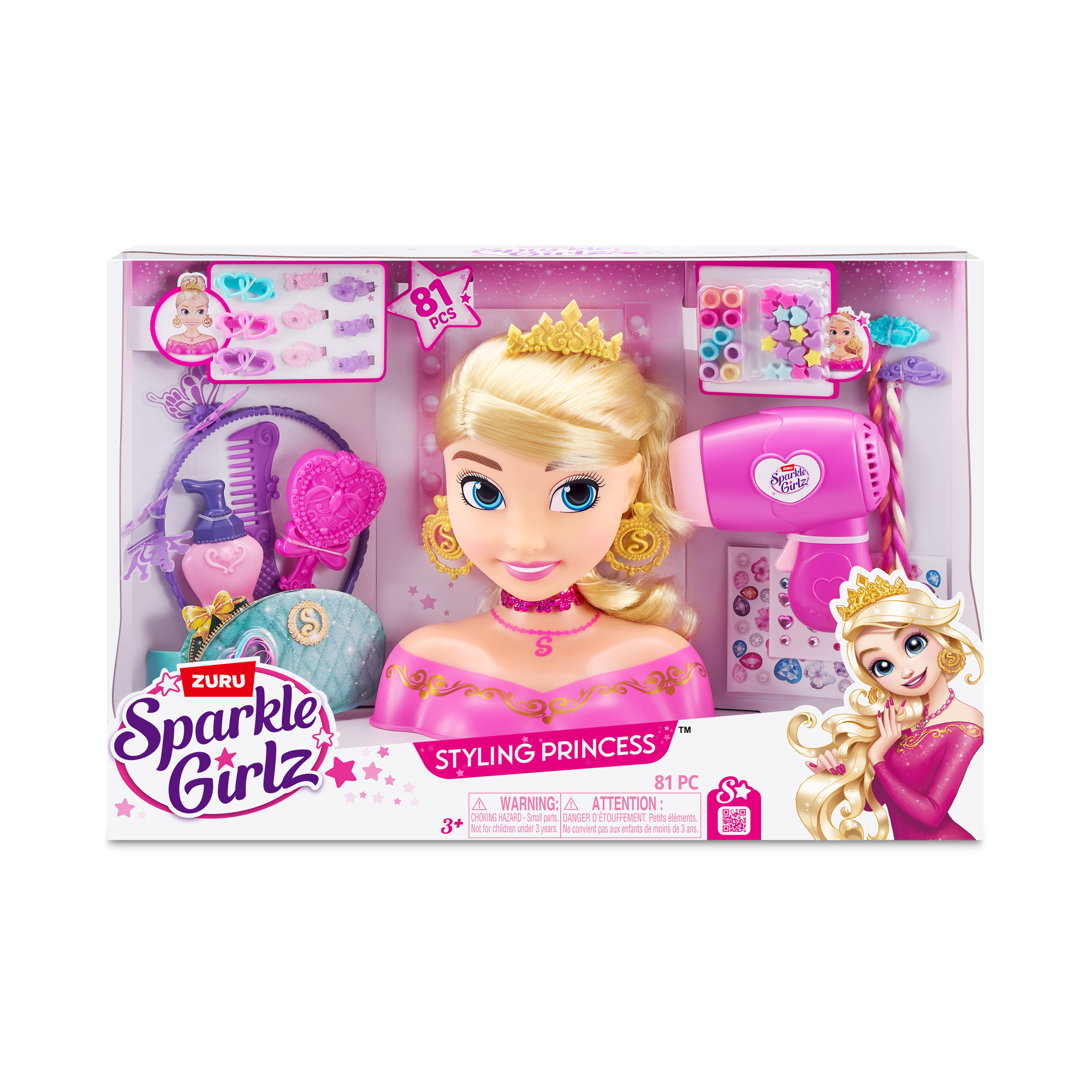 Игровой набор ZURU Sparkle Girlz "Манекен для создания причесок принцессы"