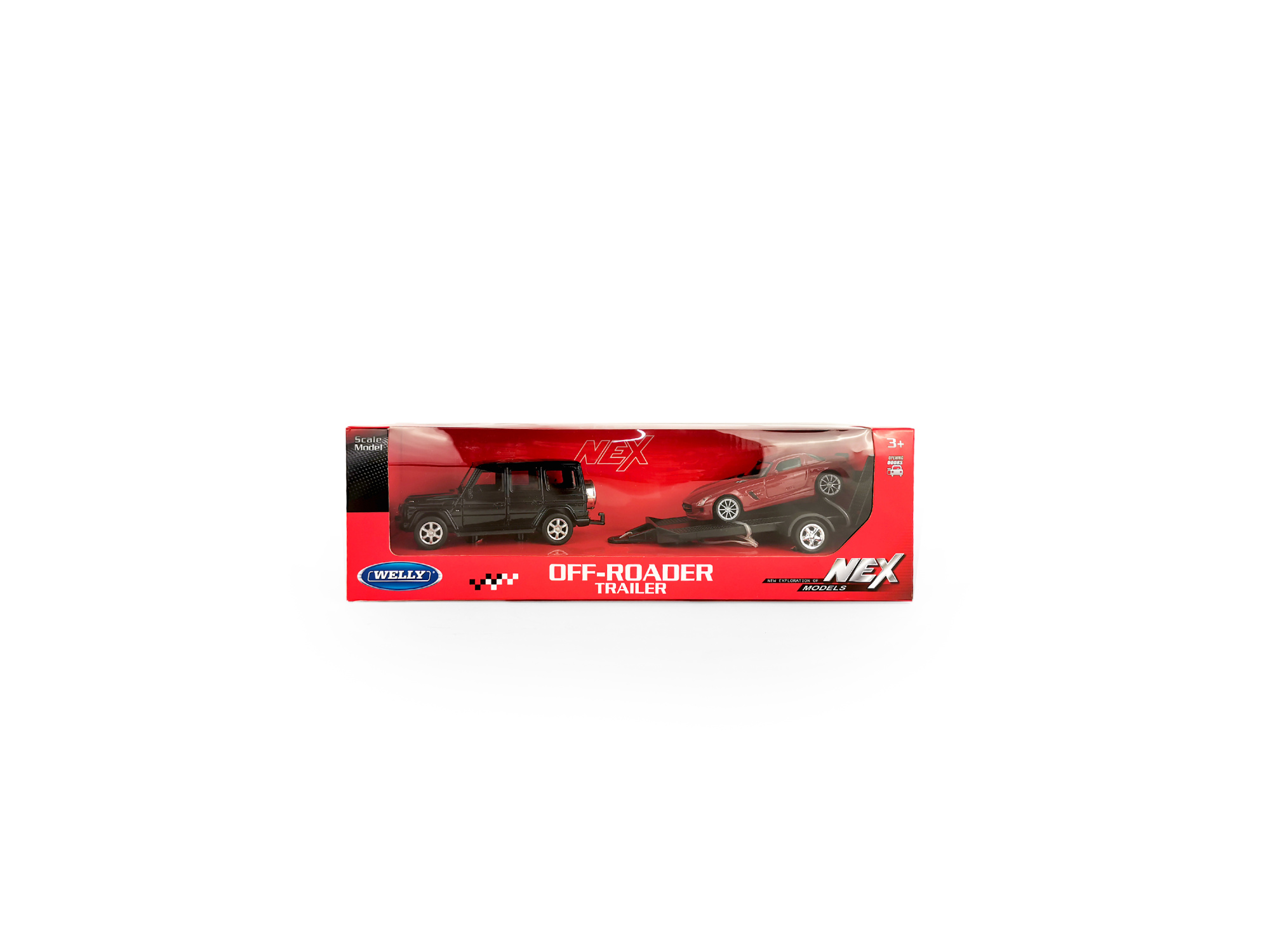 Набор WELLY 1:38, Mercedes-Benz G-Class, Mercedes-Benz SLS AMG, с прицепом, 2 шт. Набор WELLY 1:38, Mercedes-Benz G-Class, Mercedes-Benz SLS AMG, с прицепом, 2 шт.