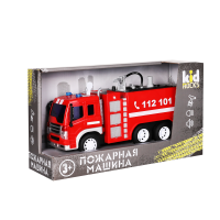 Игрушка-пожарная машина KID ROCKS, масштаб 1:16,со звуком и светом, инерц. механизм