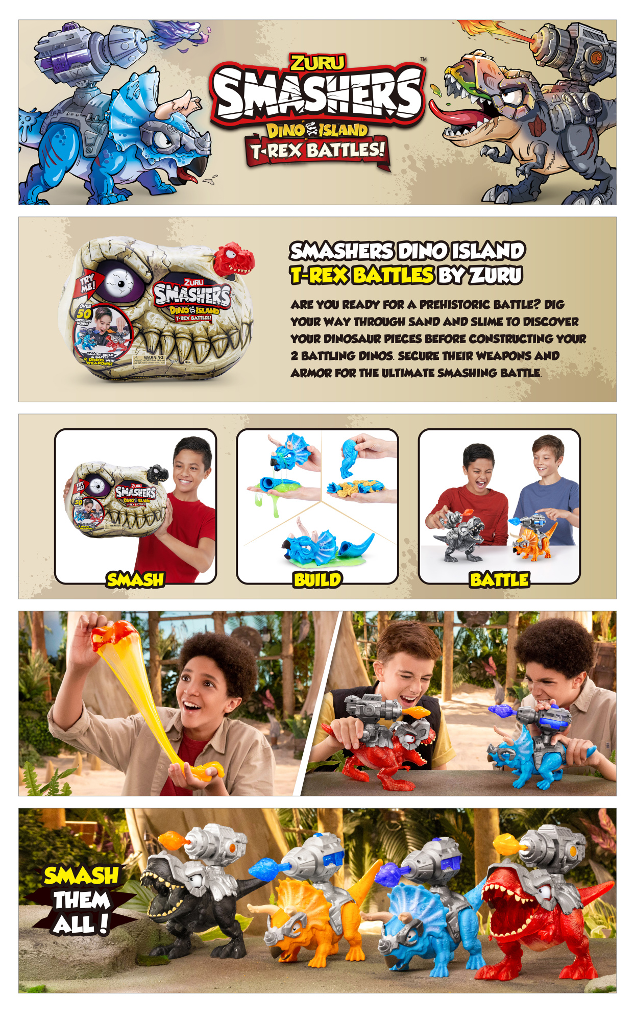 Игрушка Zuru Smashers: "T-Rex Battle", в ассортименте