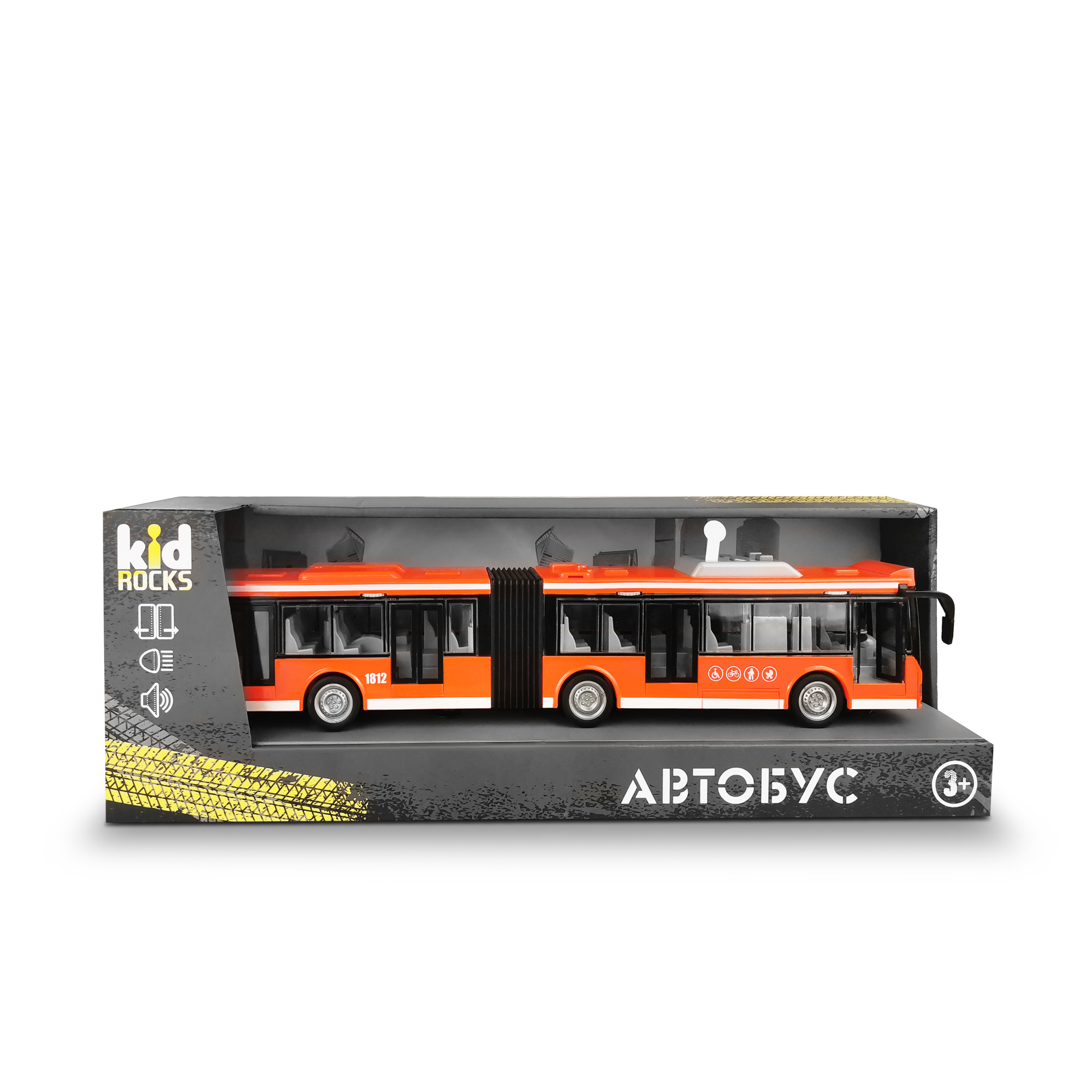 Игрушка – автобус гармошка KID ROCKS, масштаб 1:16, со звуком и светом, инерц. механизм Игрушка – автобус гармошка KID ROCKS, масштаб 1:16, со звуком и светом, инерц. механизм
