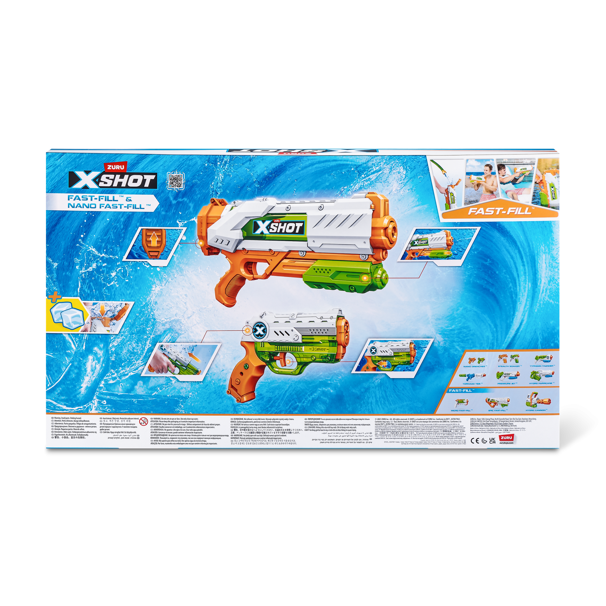 Игровой набор водный бластер ZURU X-Shot Water «Фаст Филл» - 2шт. и "Фаст Филл Нано" - 2шт
