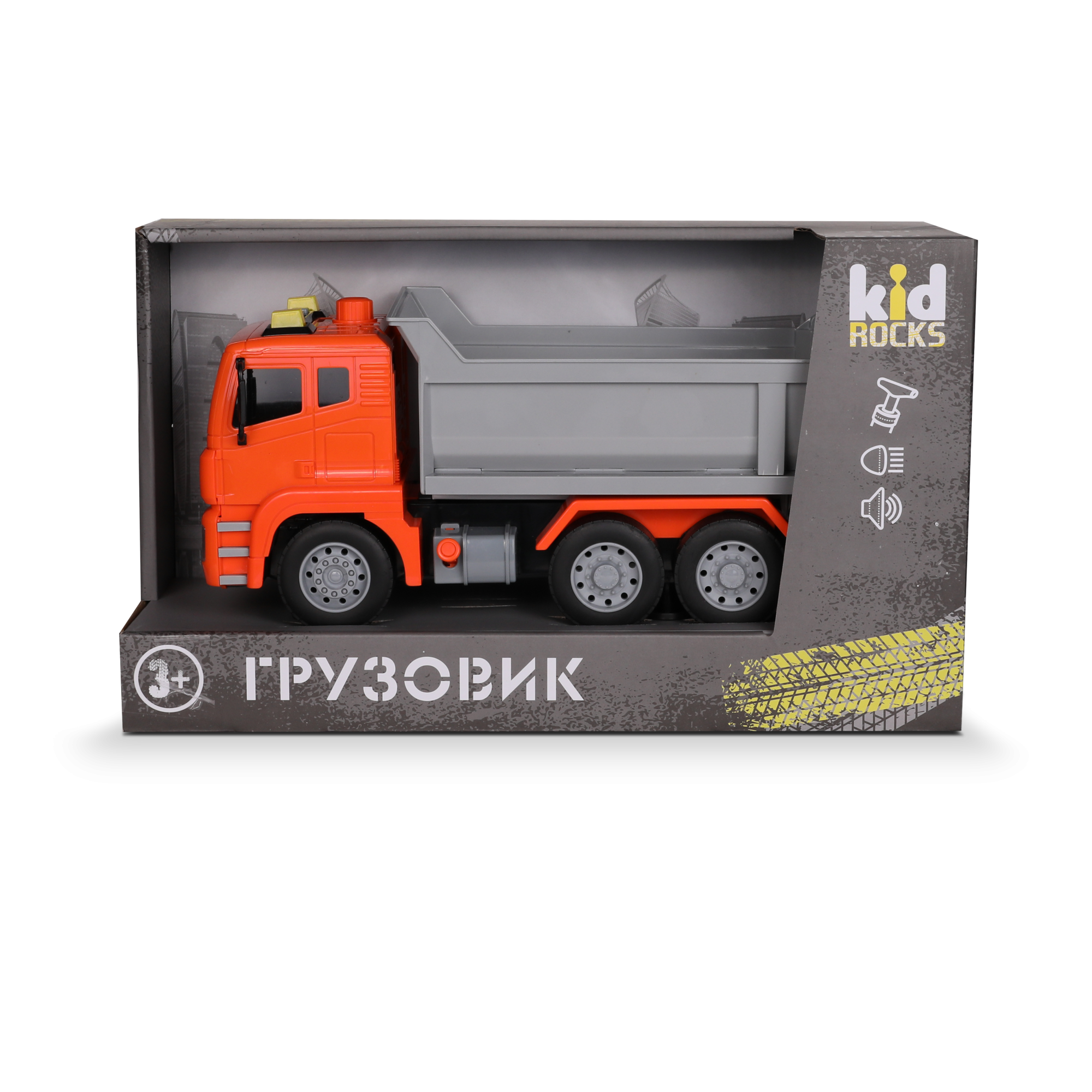 Игрушка-грузовик KID ROCKS, масштаб 1:12,со звуком и светом, инерц. механизм