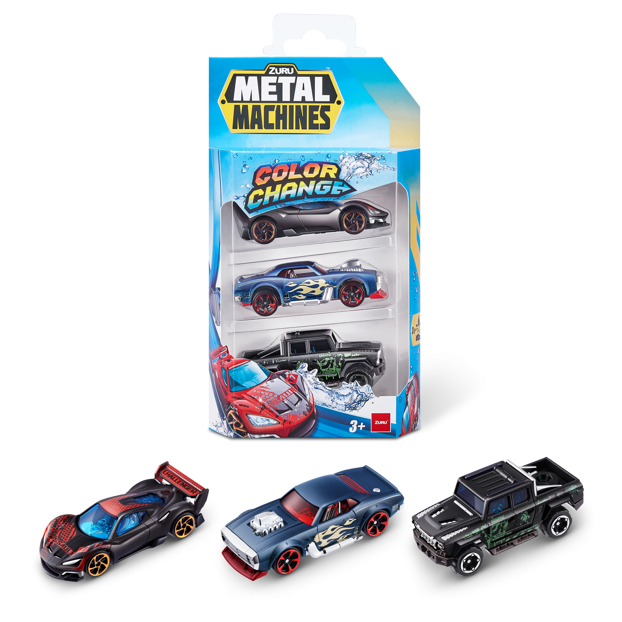 Набор машинок ZURU Metal Machines хамелеон в асс., 3шт.