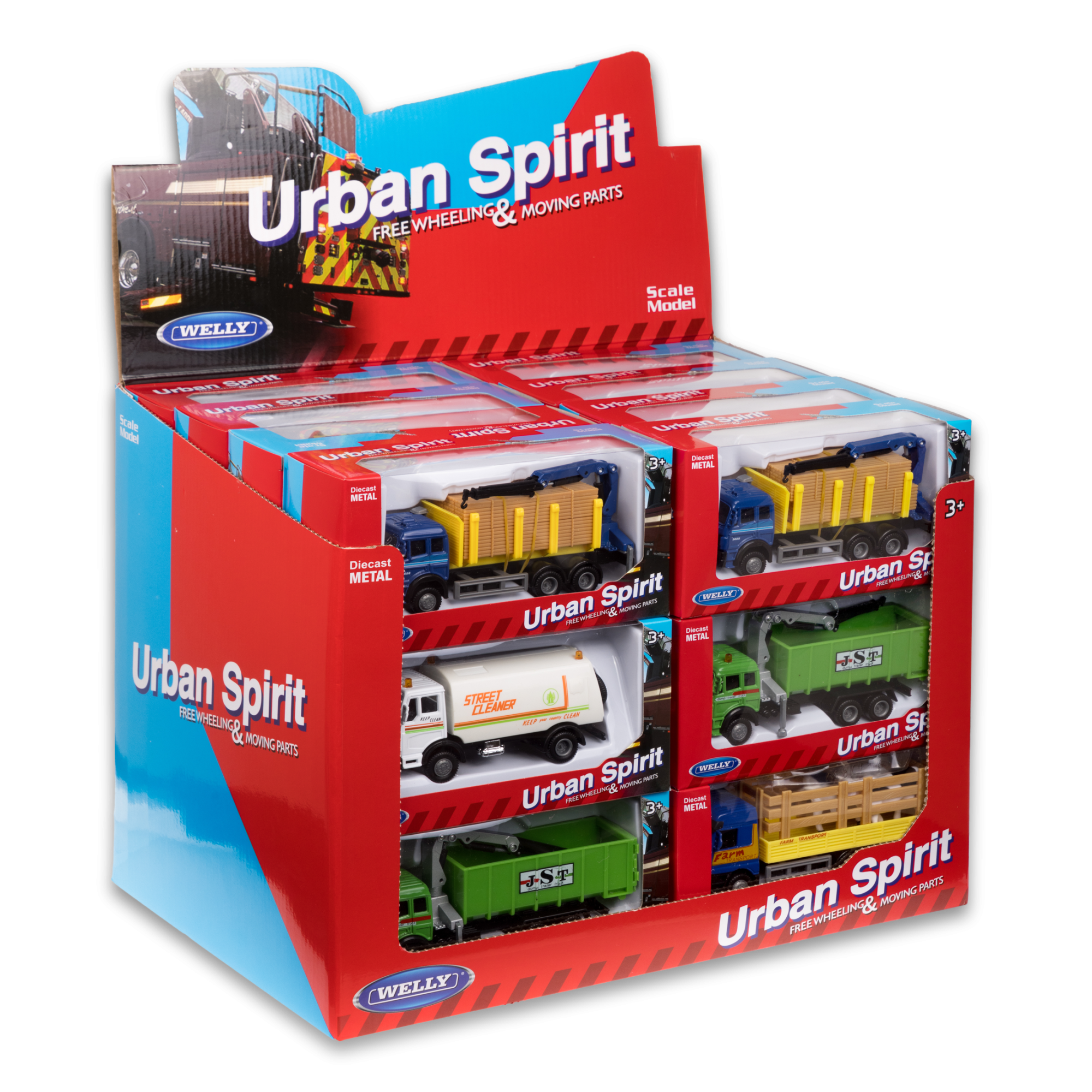 Машинка WELLY грузовик, 15 см, в асс., набор D, дисплей-бокс 24 шт.