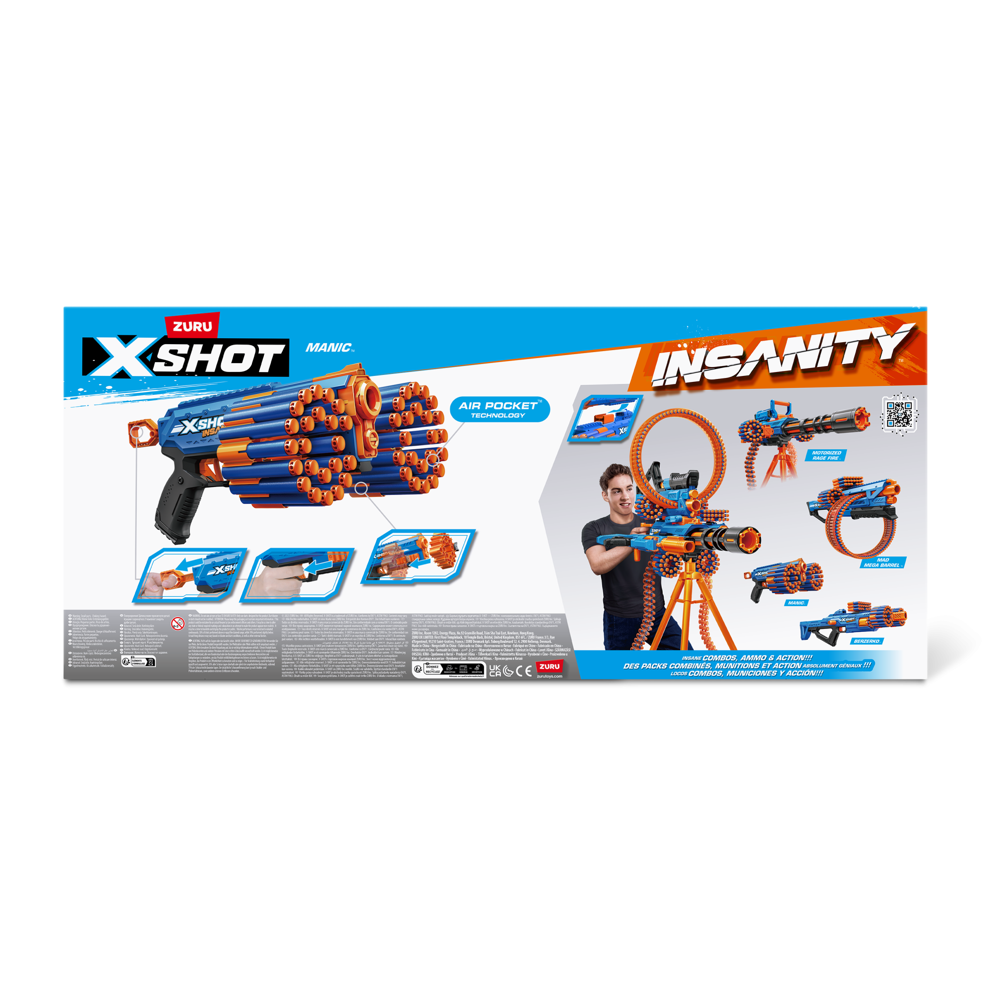 Игровой набор ZURU X-Shot INSANITY Мэник ДУО (2 бластера, 48 снарядов)