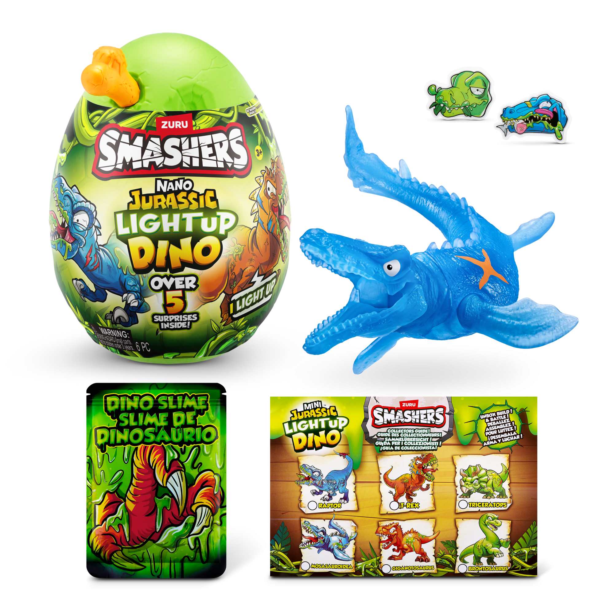 Игровой набор сюрприз в яйце Zuru Smashers Jurassic Light up Dino, с акс., в асс.