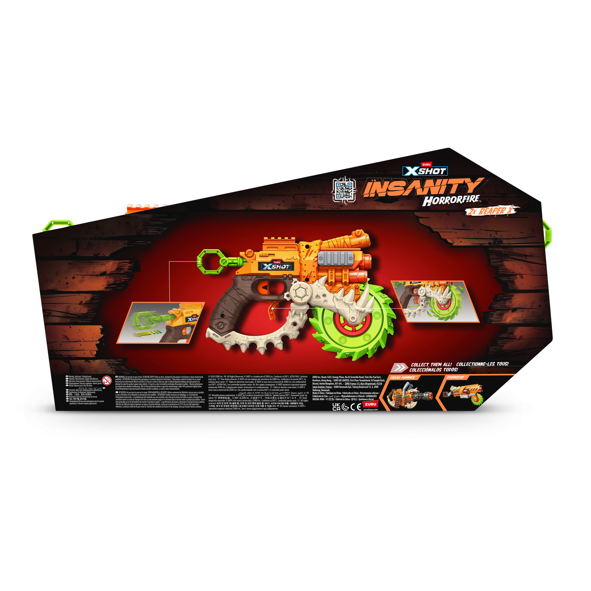Игровой набор ZURU X-Shot INSANITY Хоррорфайр Рипер Х ДУО (2 бластера, 16 снарядов)