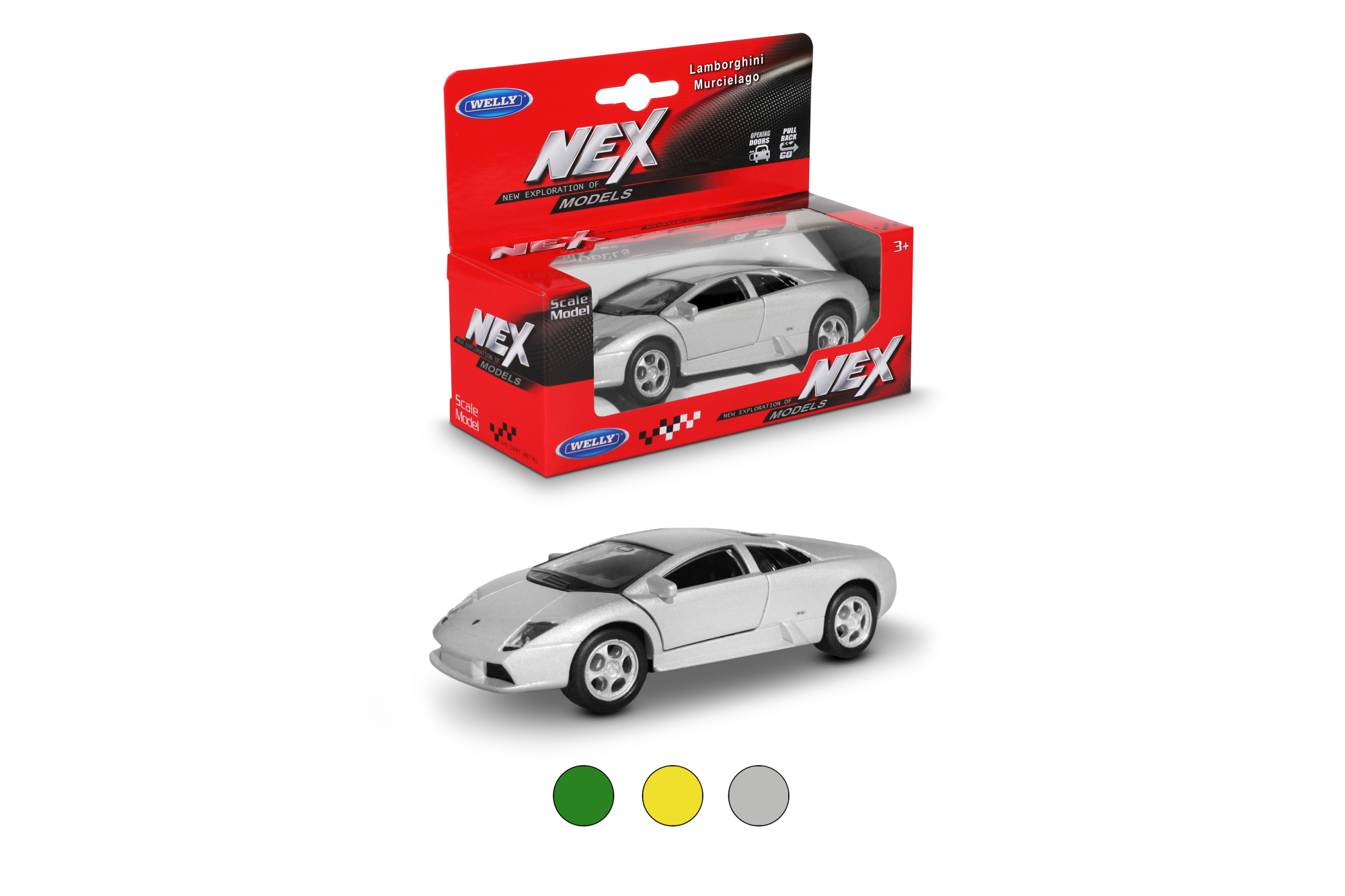 Машинка WELLY 1:38 Lamborghini Murcielago 2003, пруж. мех., цвет в асс.