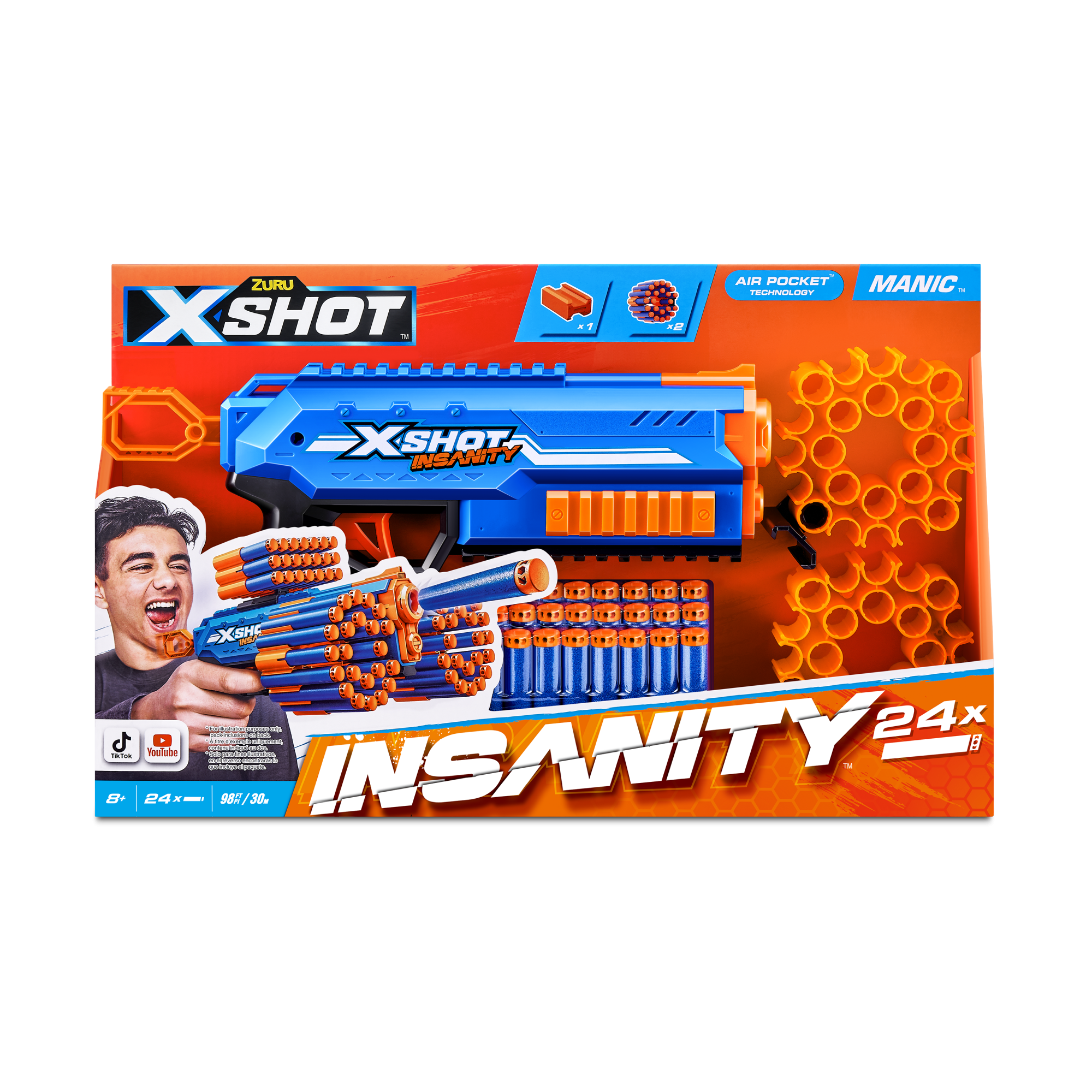 Игровой набор ZURU X-Shot INSANITY Мэник (бластер, 24 снаряда)