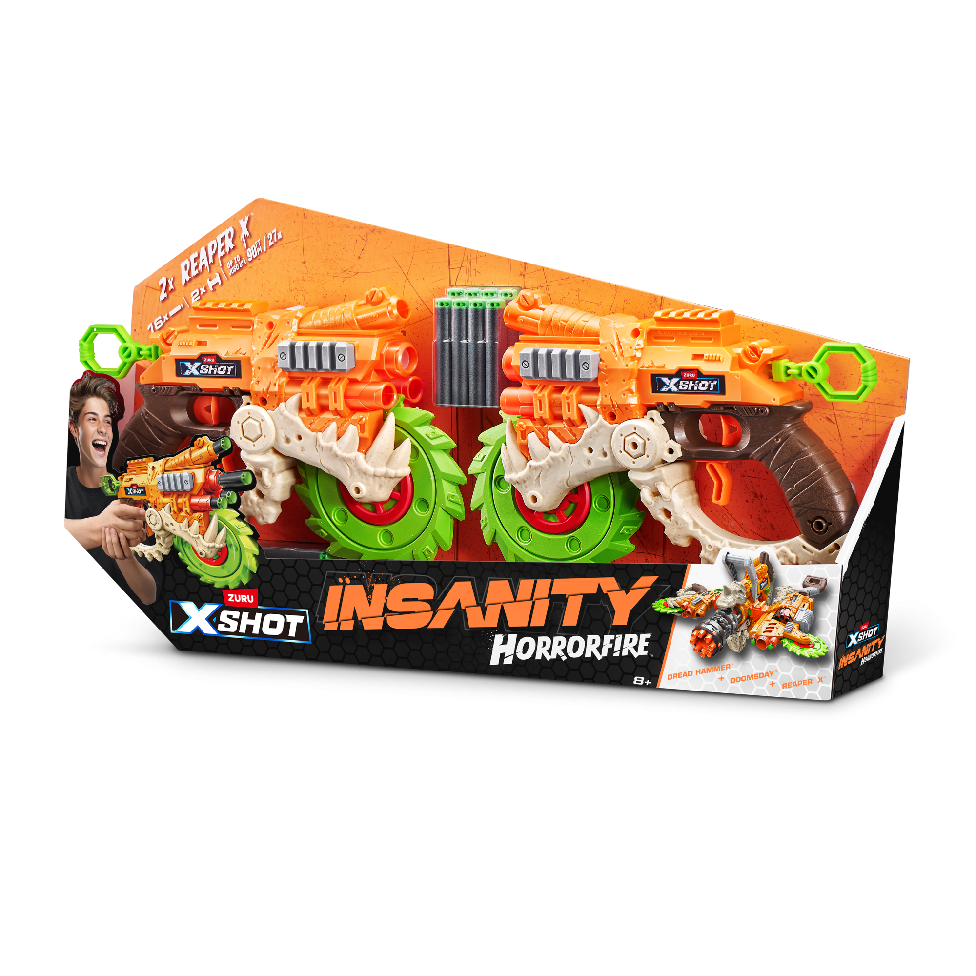 Игровой набор ZURU X-Shot INSANITY Хоррорфайр Рипер Х ДУО (2 бластера, 16 снарядов)