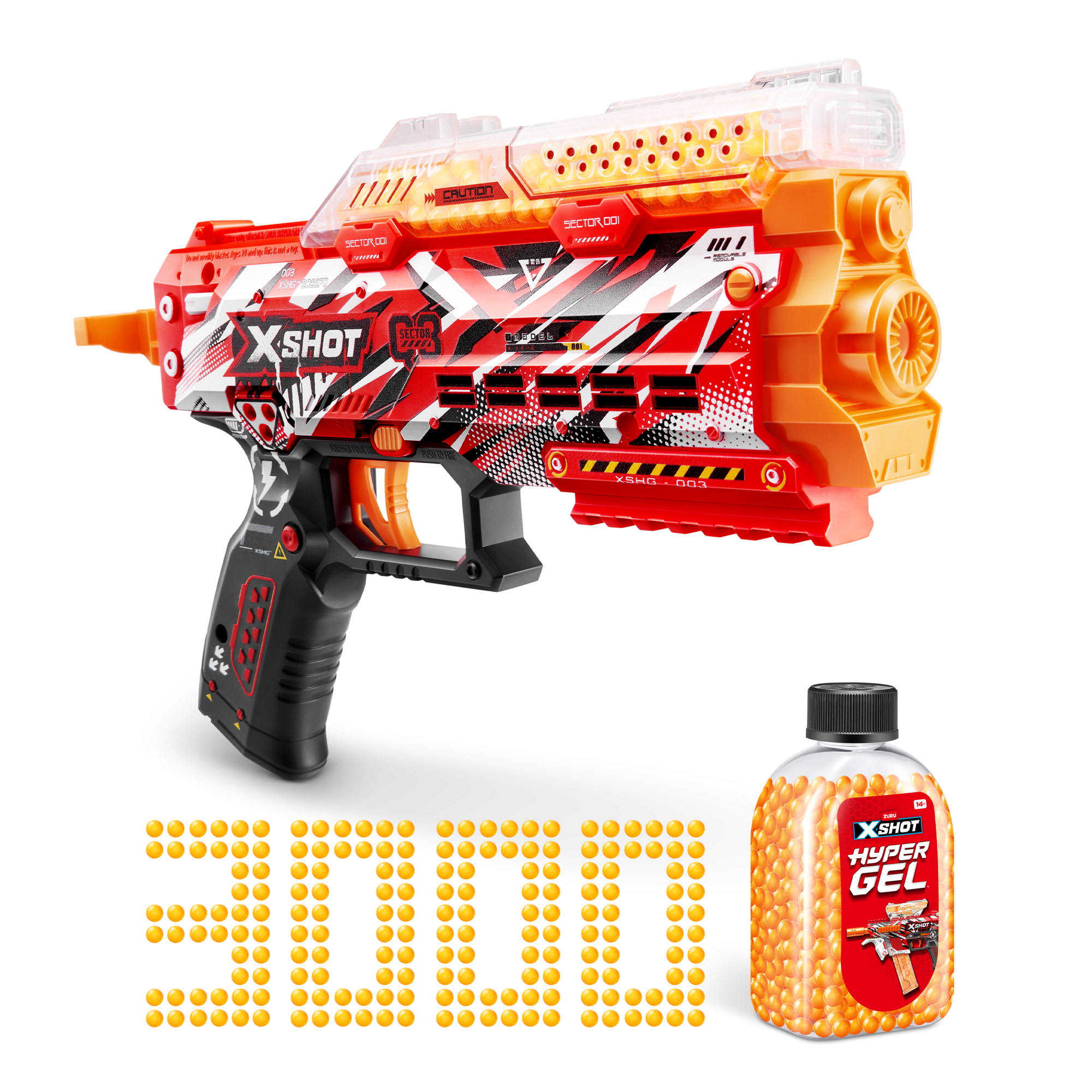 Игровой набор ZURU X-Shot HYPERGEL Стингер (бластер, 3000 снарядов-гранул, защитные очки)