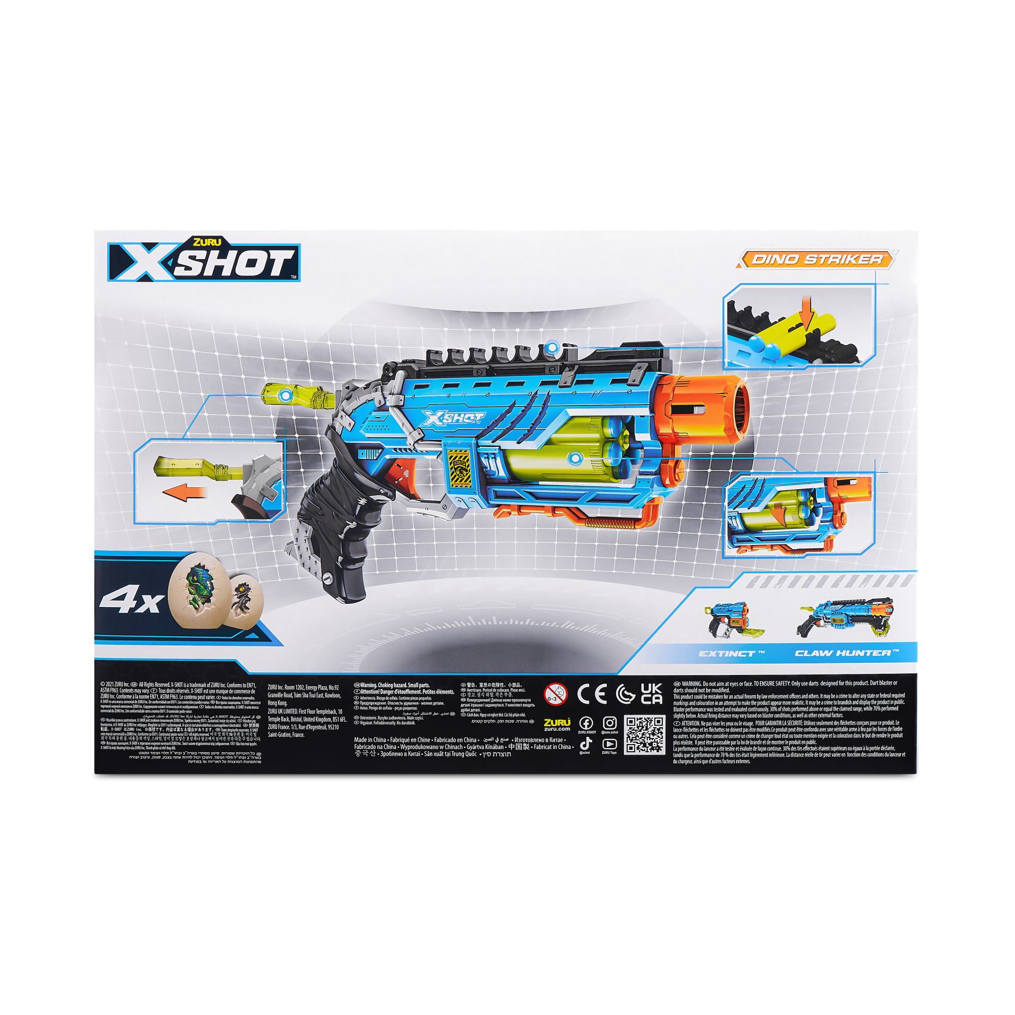 Игровой набор ZURU X-Shot DINO ATTACK Дино Страйкер (бластер, 4 мишени, 16 снарядов)