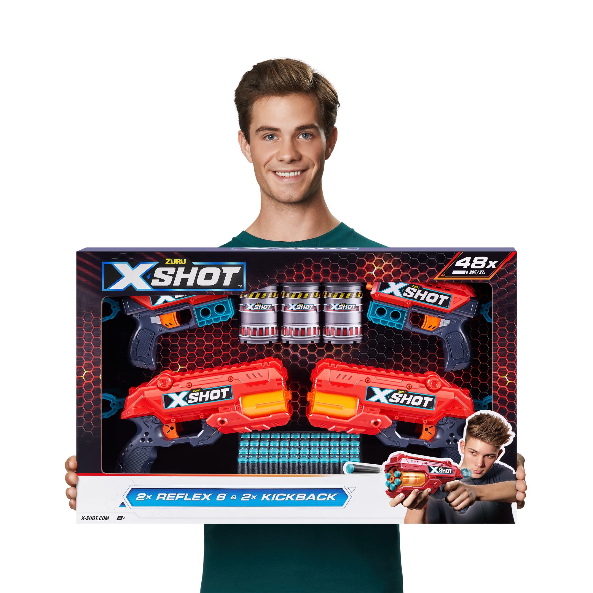 Игровой набор ZURU X-Shot EXCEL Комбо (бластеры 2х Кикбэк + 2х Рефлекс, 3 мишени, 48 снарядов)
