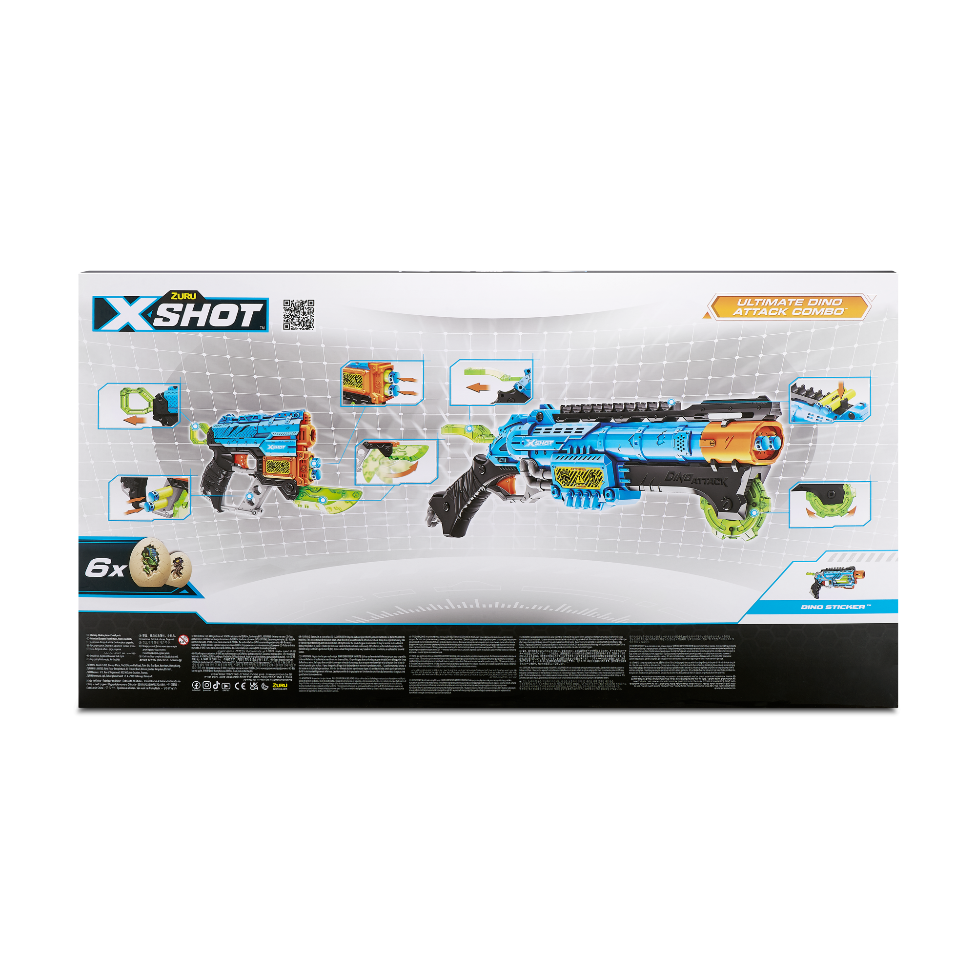 Игровой набор ZURU X-Shot DINO ATTACK Комбо (бластеры 2х Экстинкт + 2х Кло Хантер, 6 миш.,