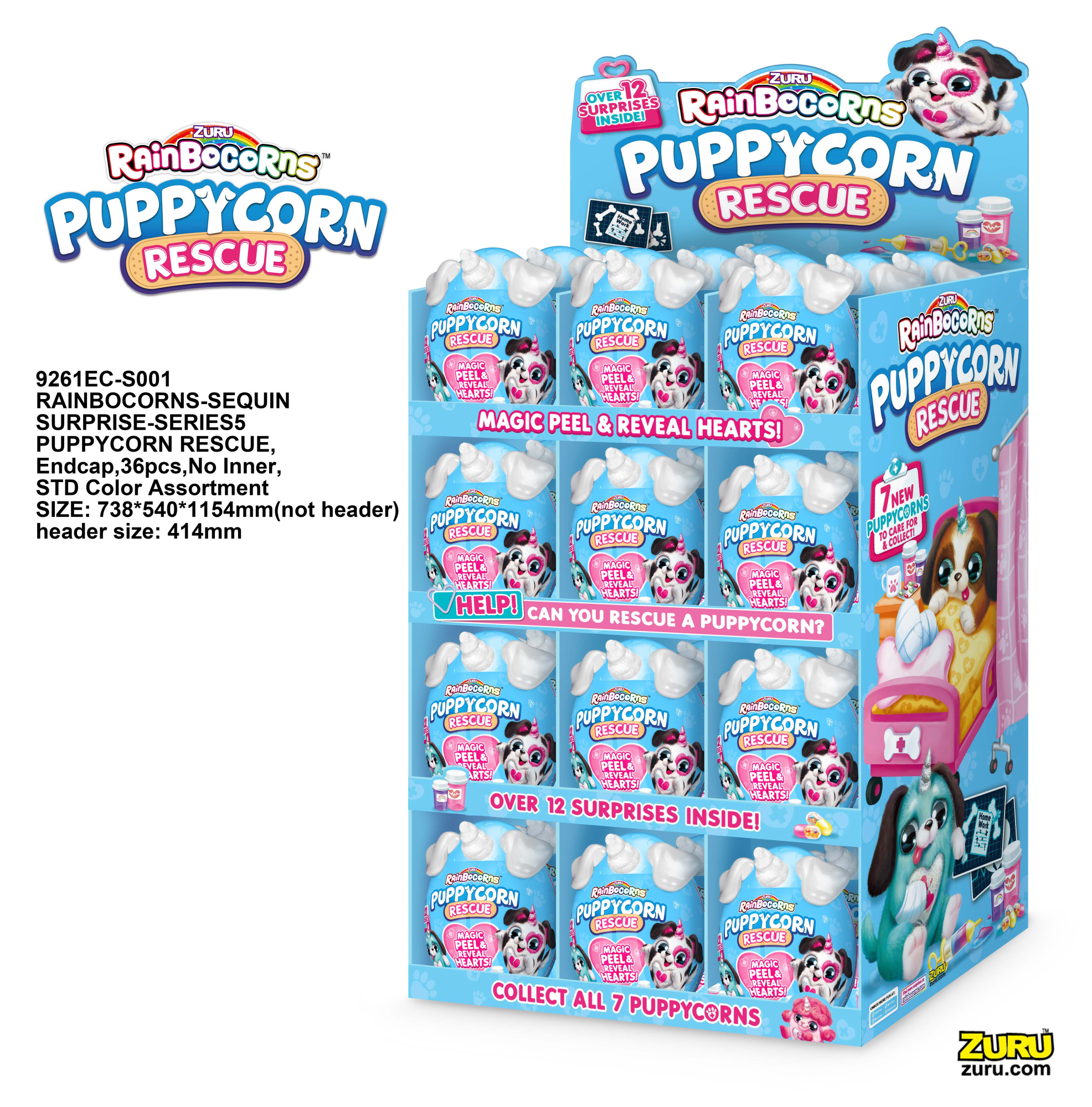ZURU Rainbocorns Sequin Puppycorn Rescue S5 с акс., игрушка-сюрприз