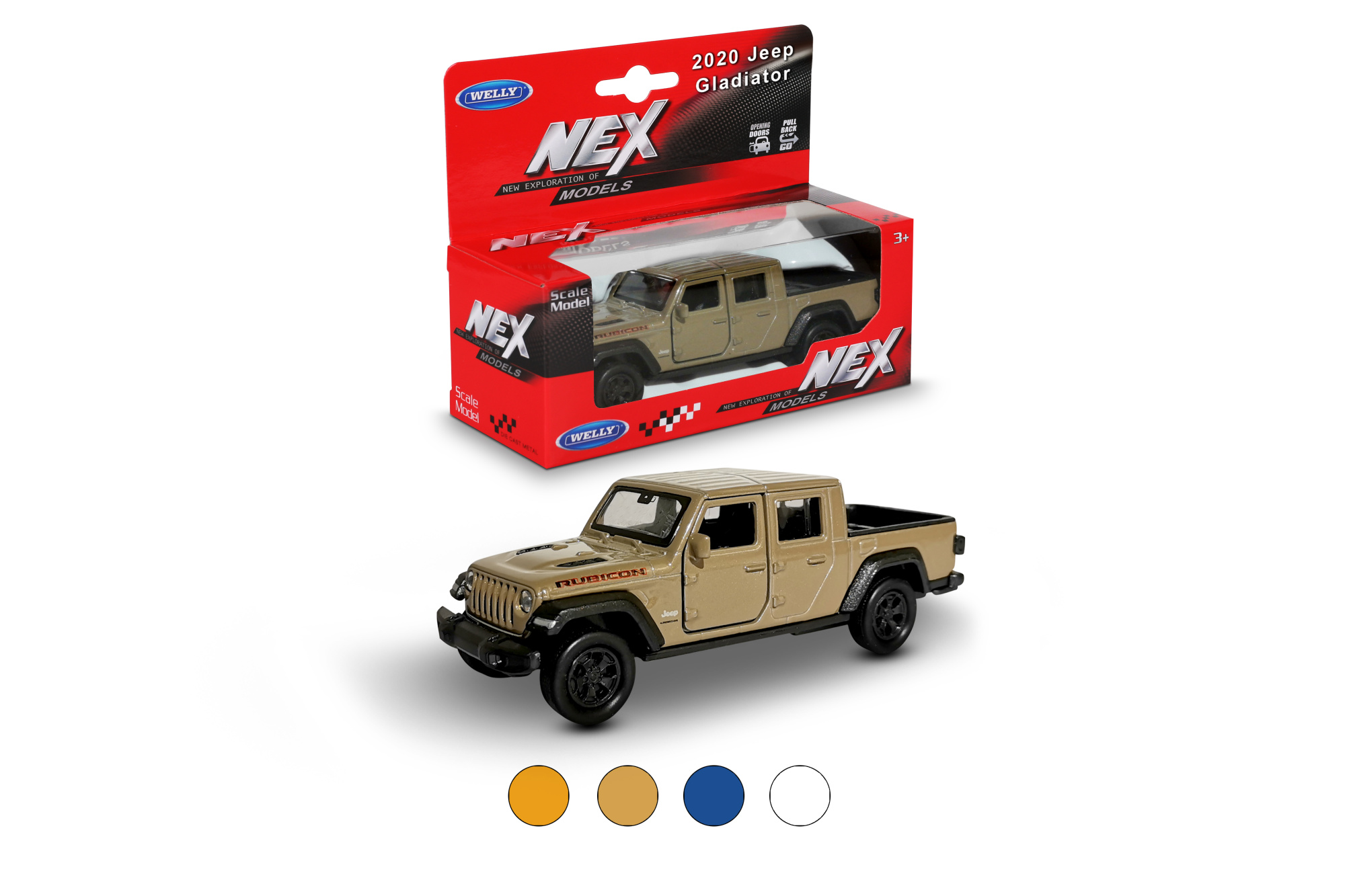 Машинка WELLY 1:38 Jeep Gladiator, пруж. мех., цвет в асс.