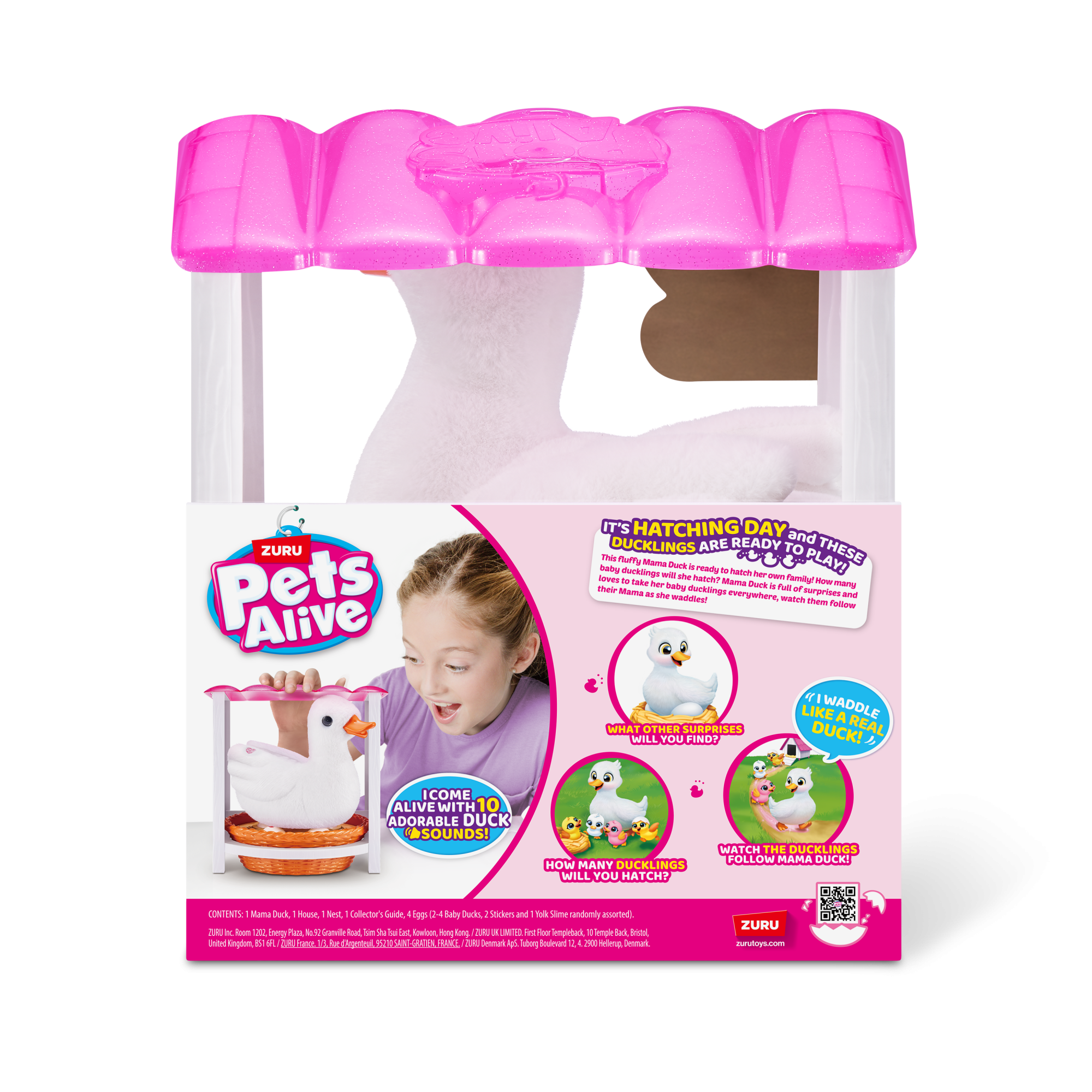 Игрушка ZURU Pets Alive "Мама и малыш" Уточка с утятами с акс. в асс.