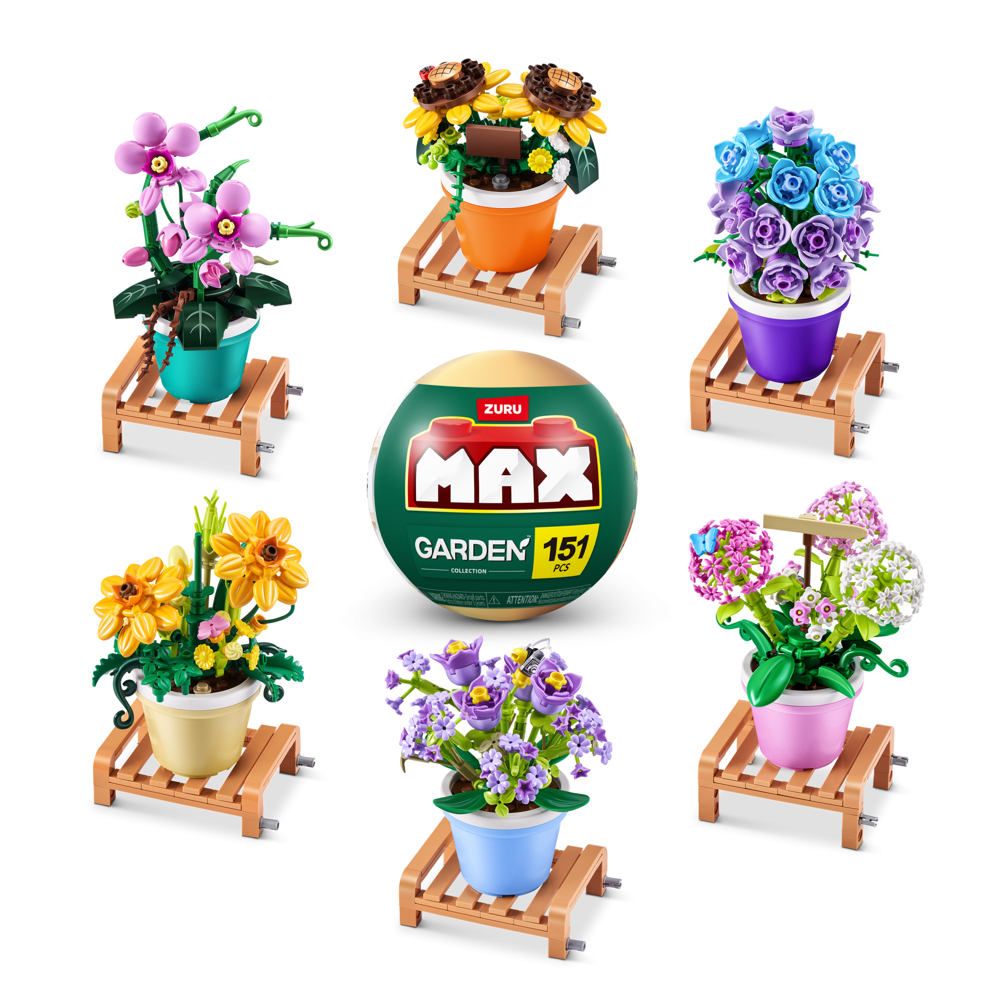 Игровой набор конструктор ZURU MAX Premium Garden Building Bricks Collection (до 233 деталей)
