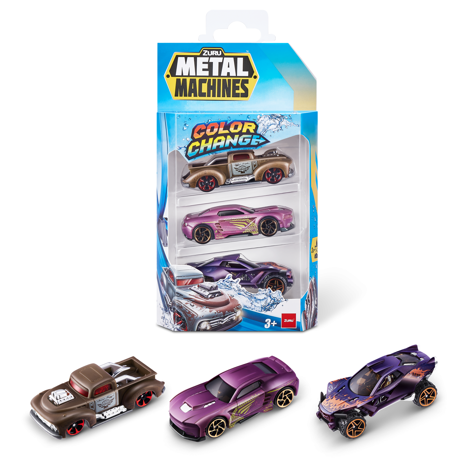 Набор машинок ZURU Metal Machines хамелеон в асс., 3шт.