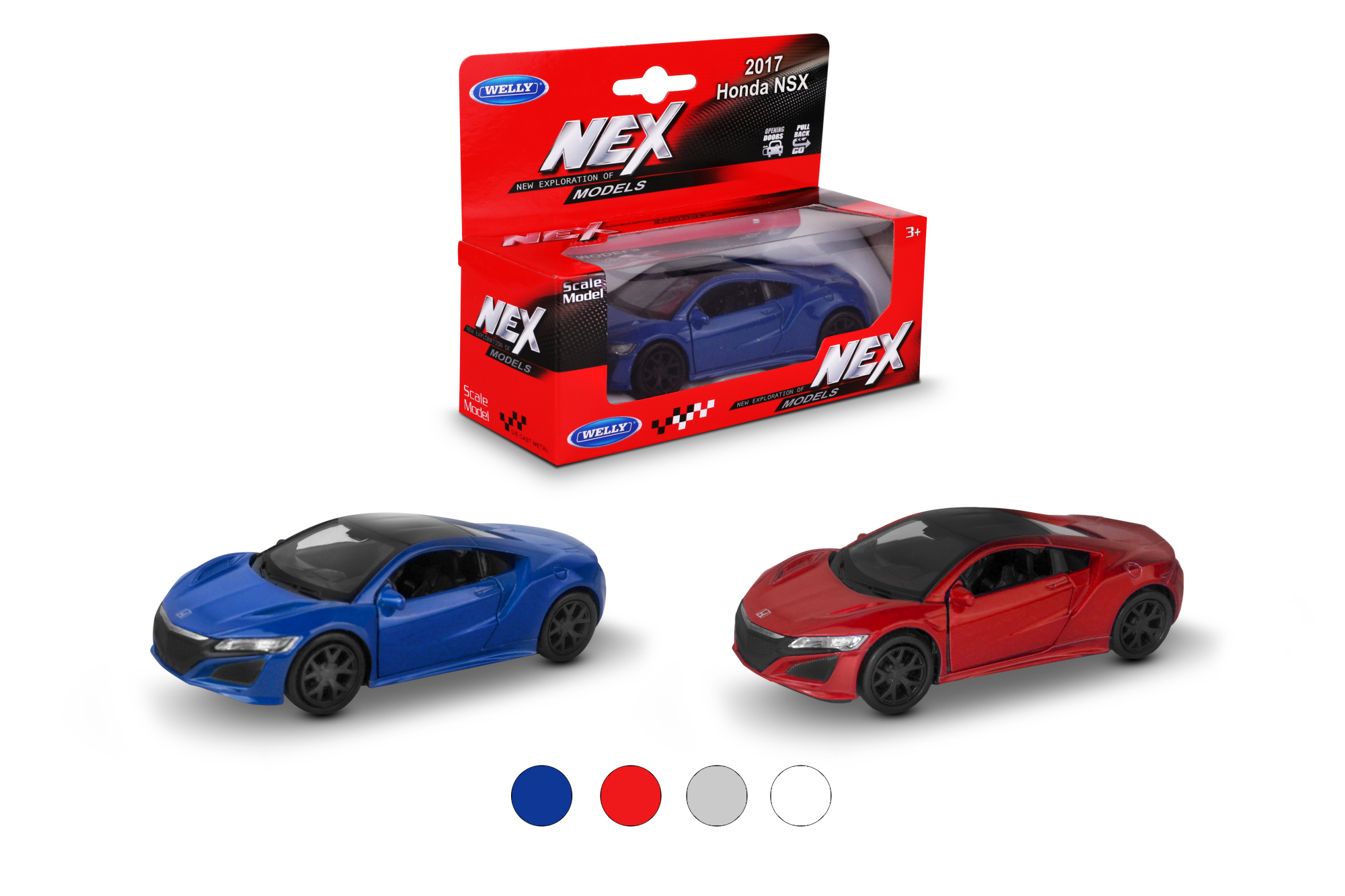 Машинка WELLY 1:38 Honda NSX, пруж. мех., цвет в асс.