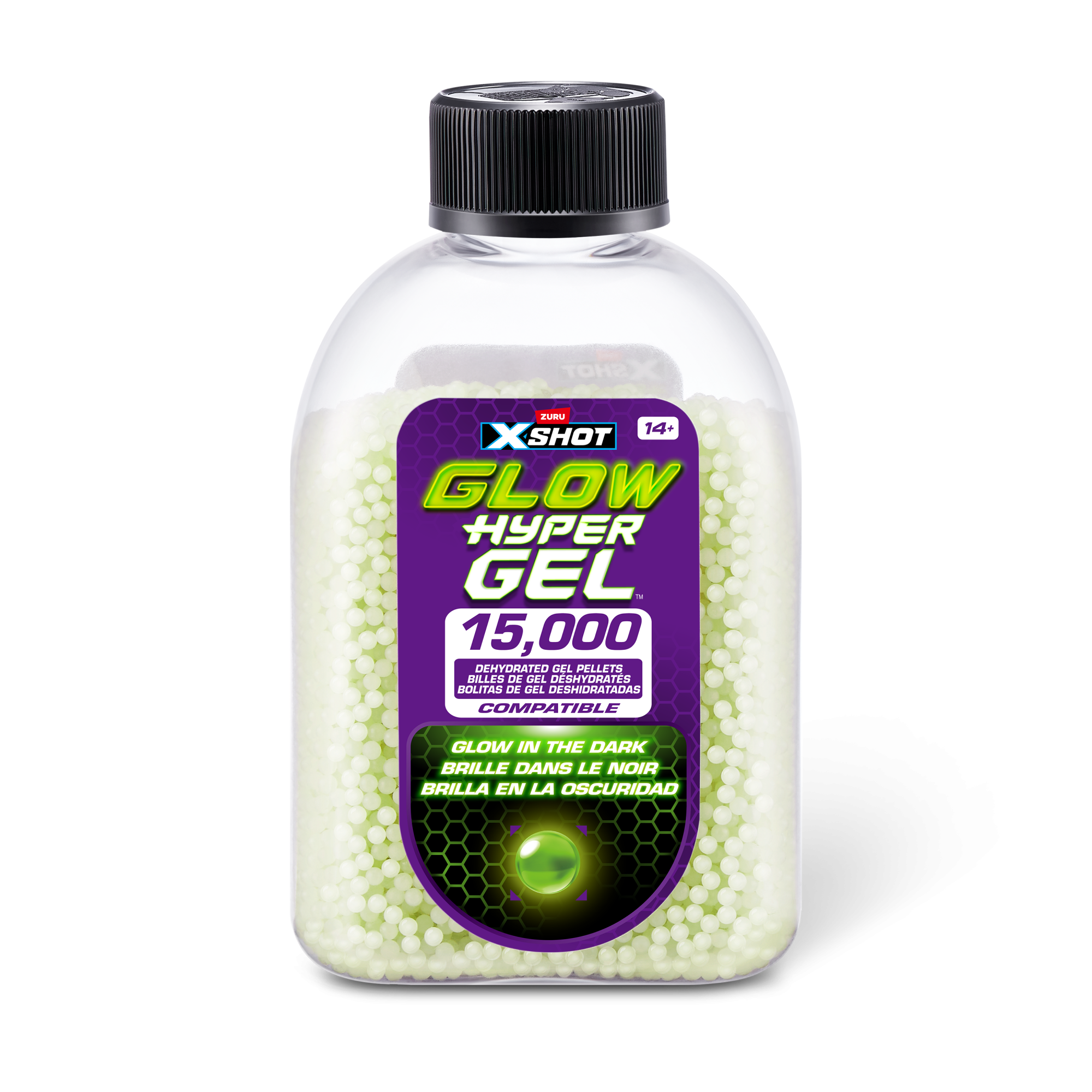 Снаряды для бластера ZURU X-Shot HYPERGEL GLOW IN THE DARK, 15000шт.