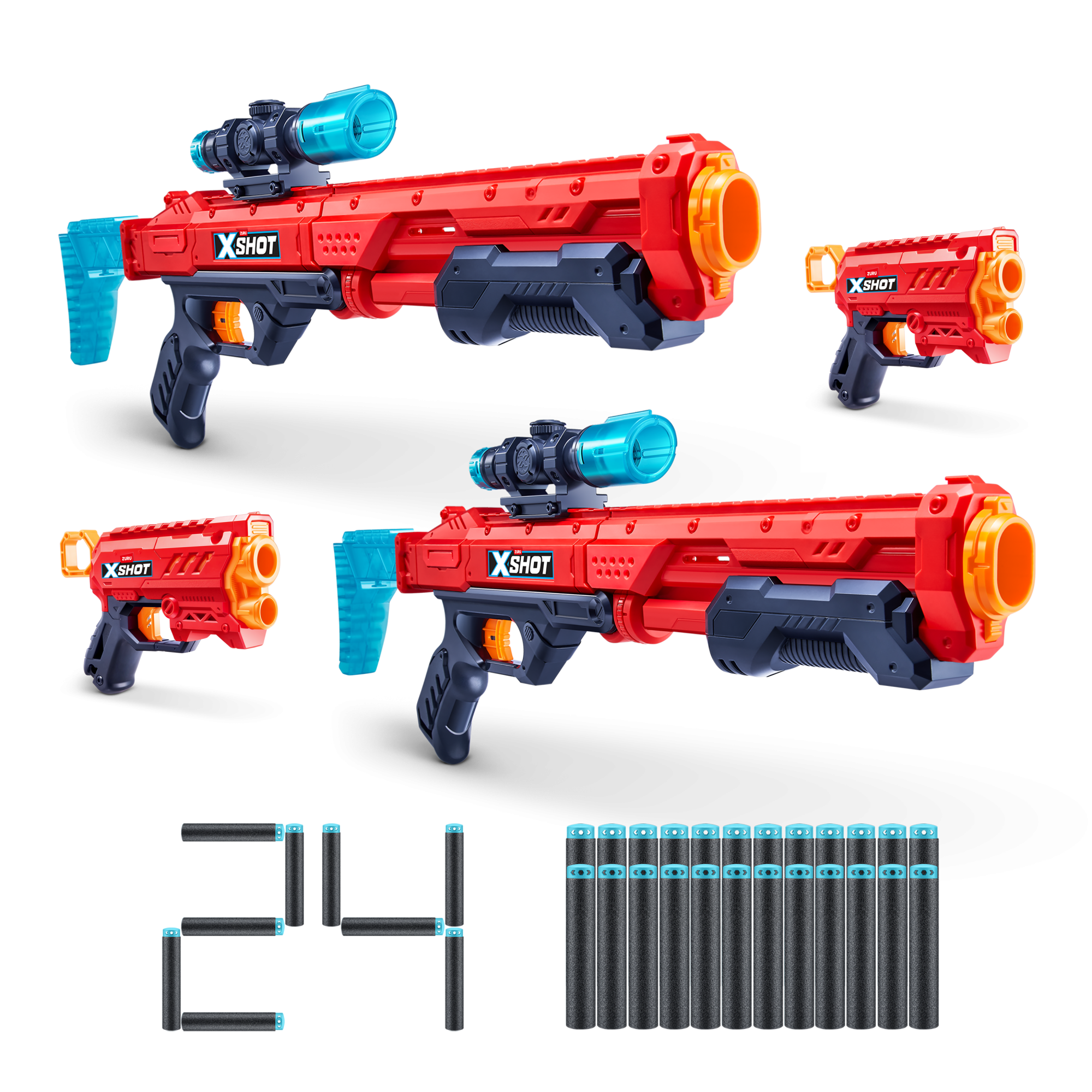 Игровой набор ZURU X-Shot EXCEL Комбо (бластеры 2х Хоукай + 2х Микро v2.0, 24 снаряда)