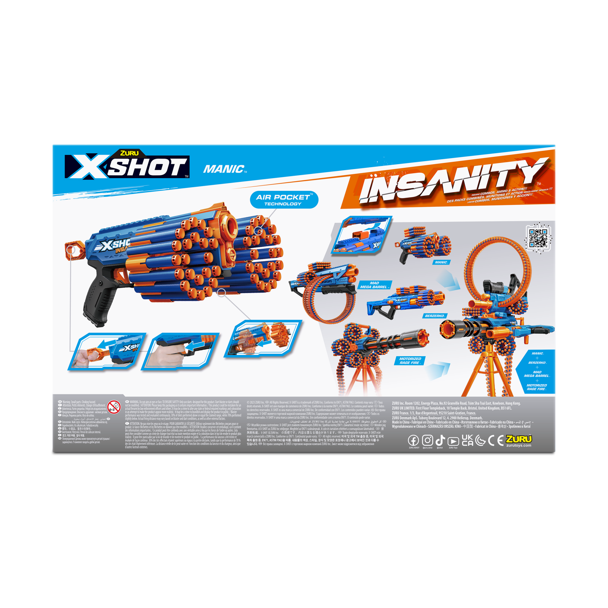 Игровой набор ZURU X-Shot INSANITY Мэник (бластер, 24 снаряда)