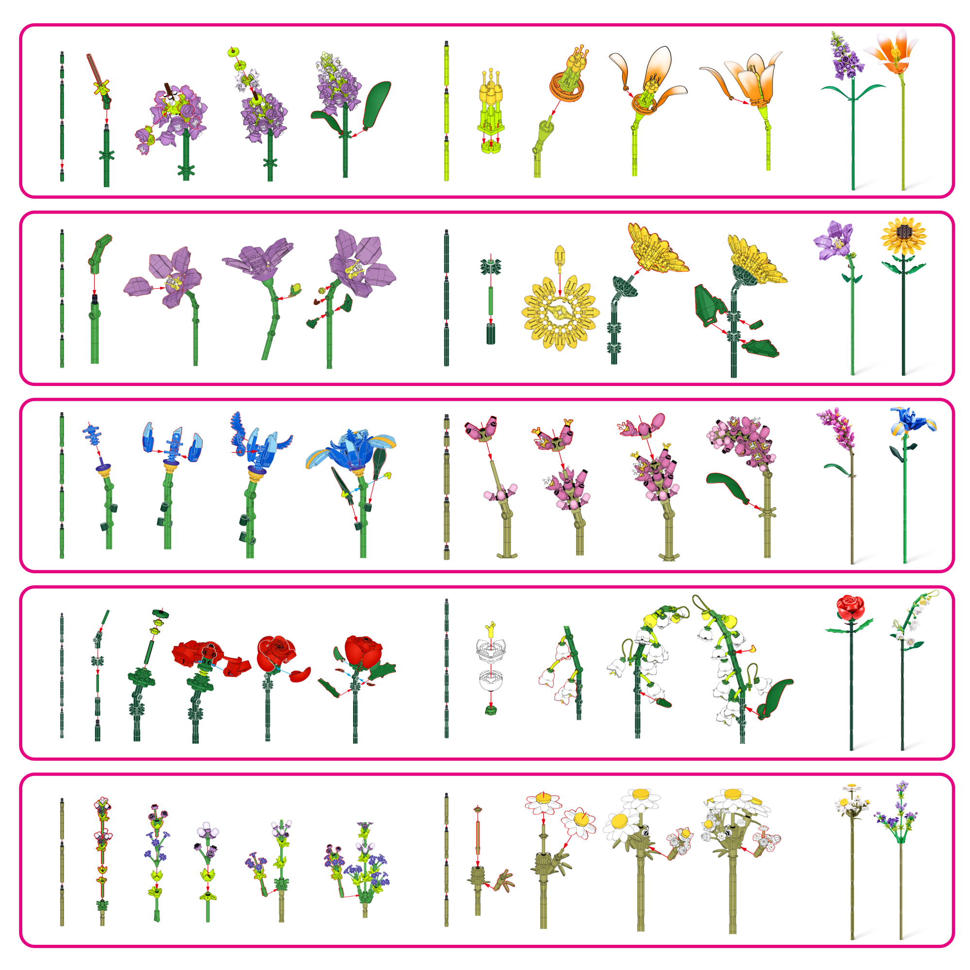 Игровой набор конструктор ZURU MAX Premium Flowers Building Bricks Collection (до 167 деталей)